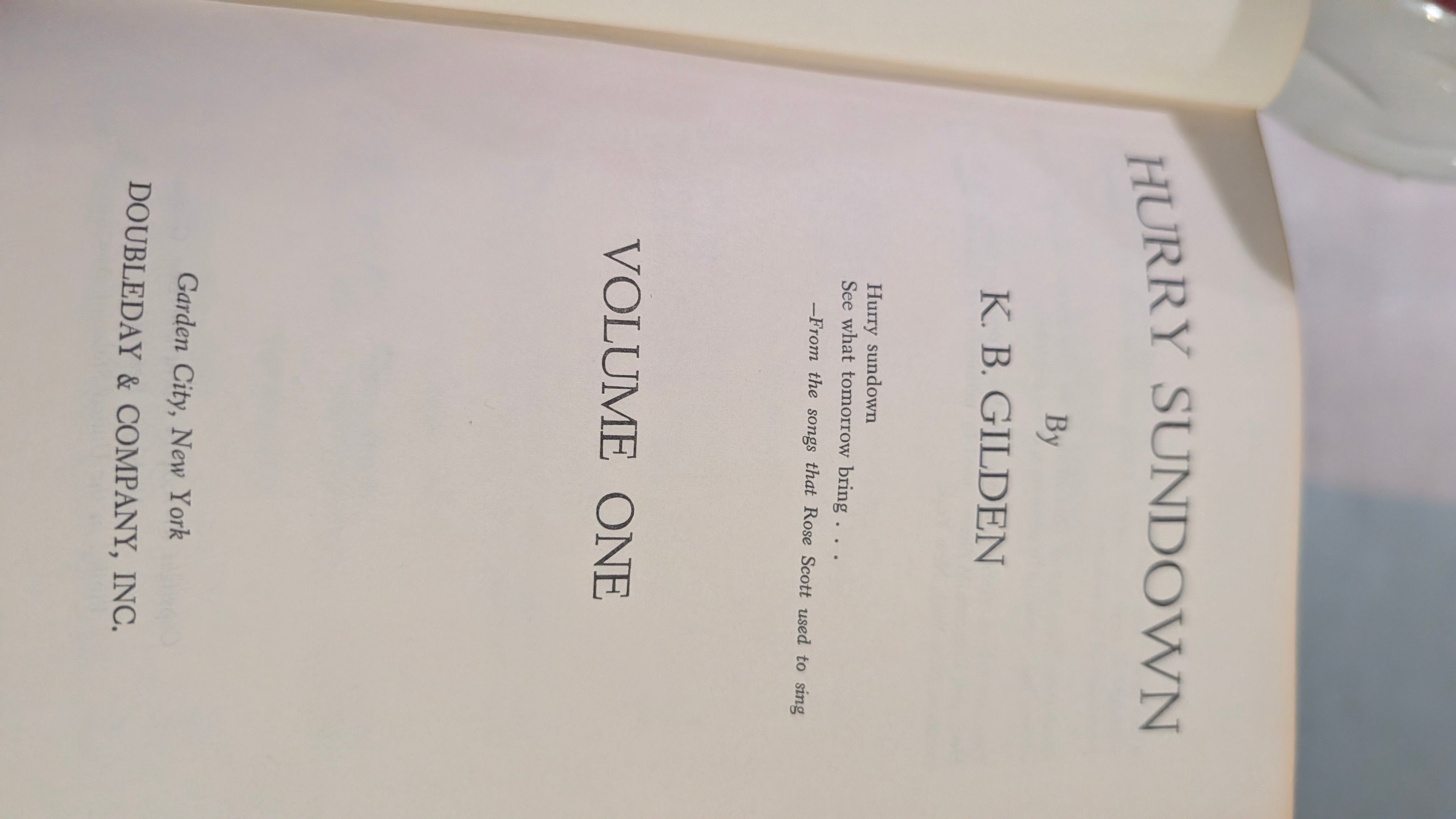 Vintage 1964 Hurry Sundown Volume One KB Gilden Doubleday First Edition