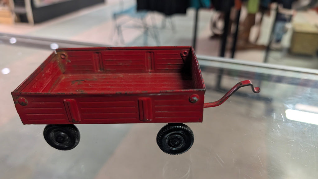 Vintage Ertl Red Pressed Steel Toy Wagon Dyersville Iowa USA Farm Toy
