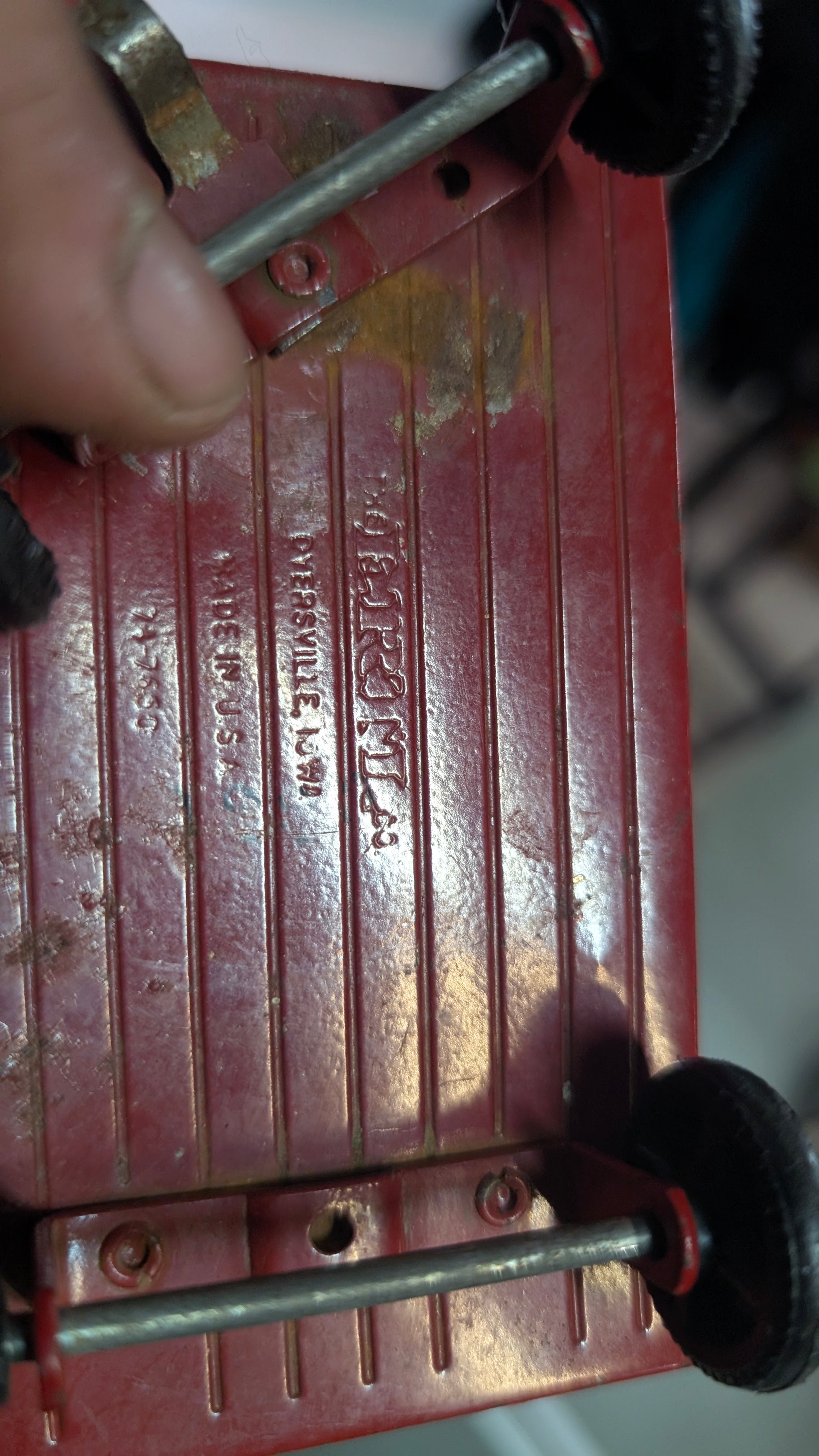 Vintage Ertl Red Pressed Steel Toy Wagon Dyersville Iowa USA Farm Toy