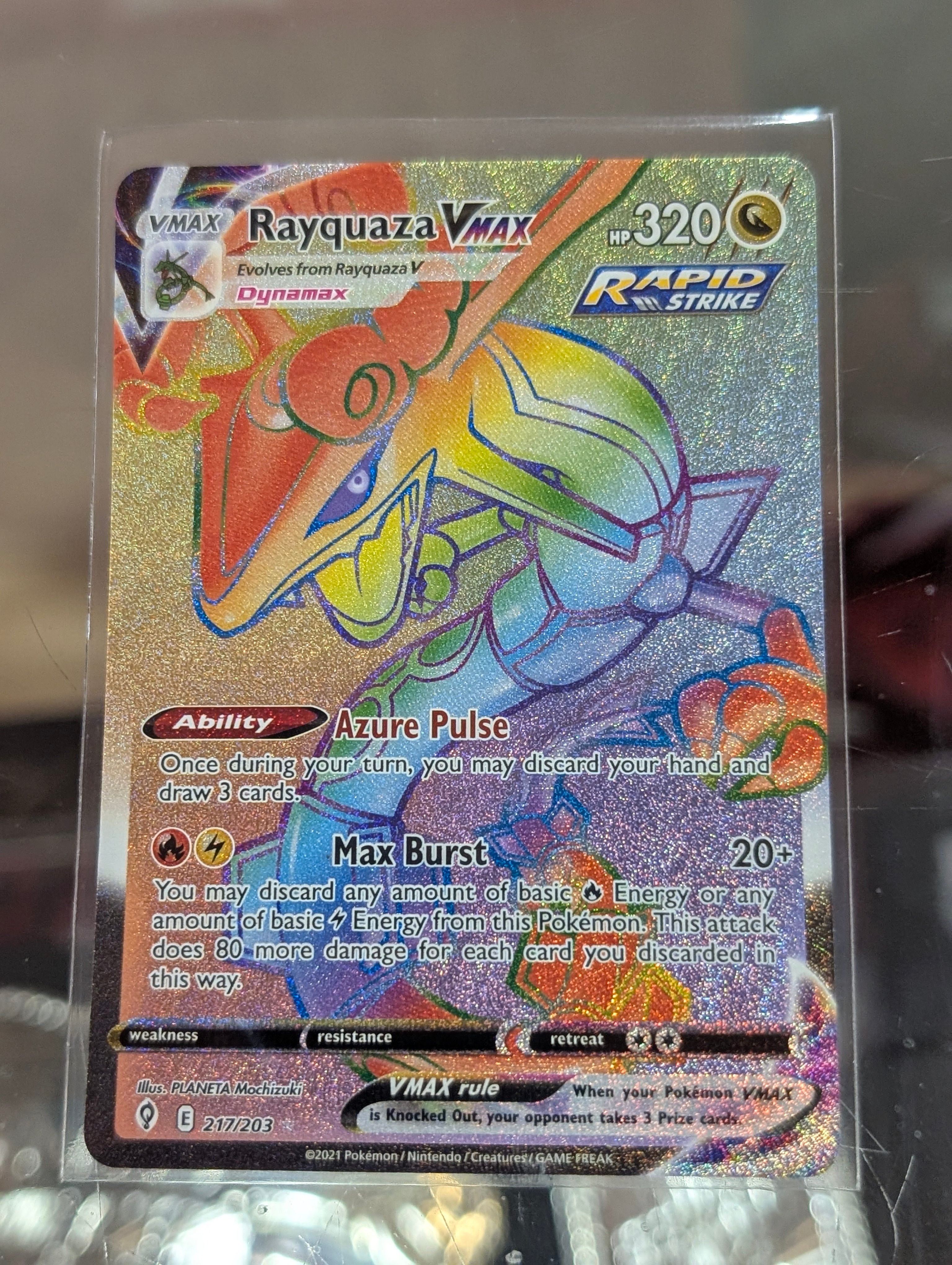 Rayquaza VMAX 217/203 Secret Rare Evolving Skies Rainbow Pokemon Card