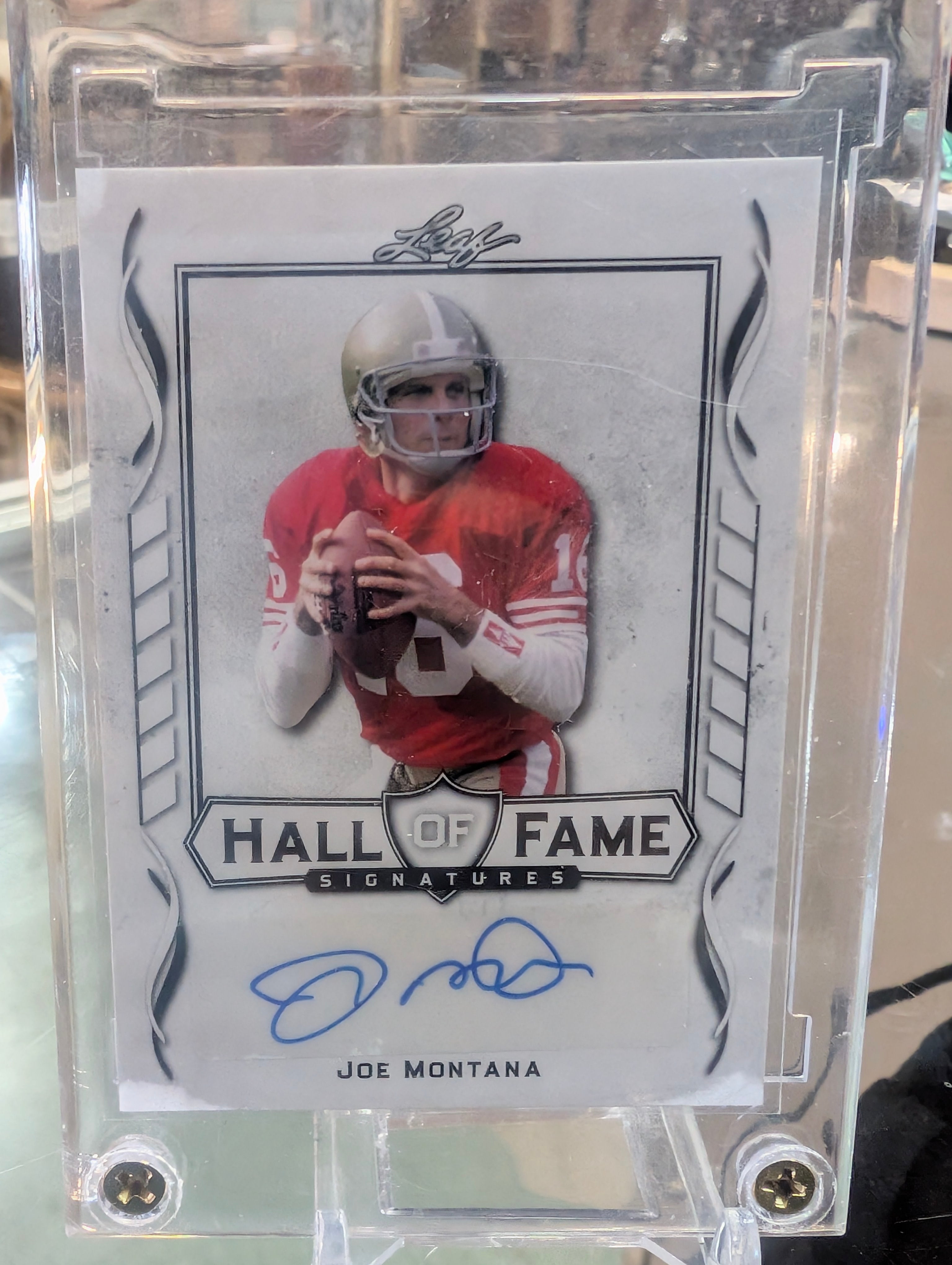 Joe Montana Signed Leaf Autograph Football Card San Francisco 49ers