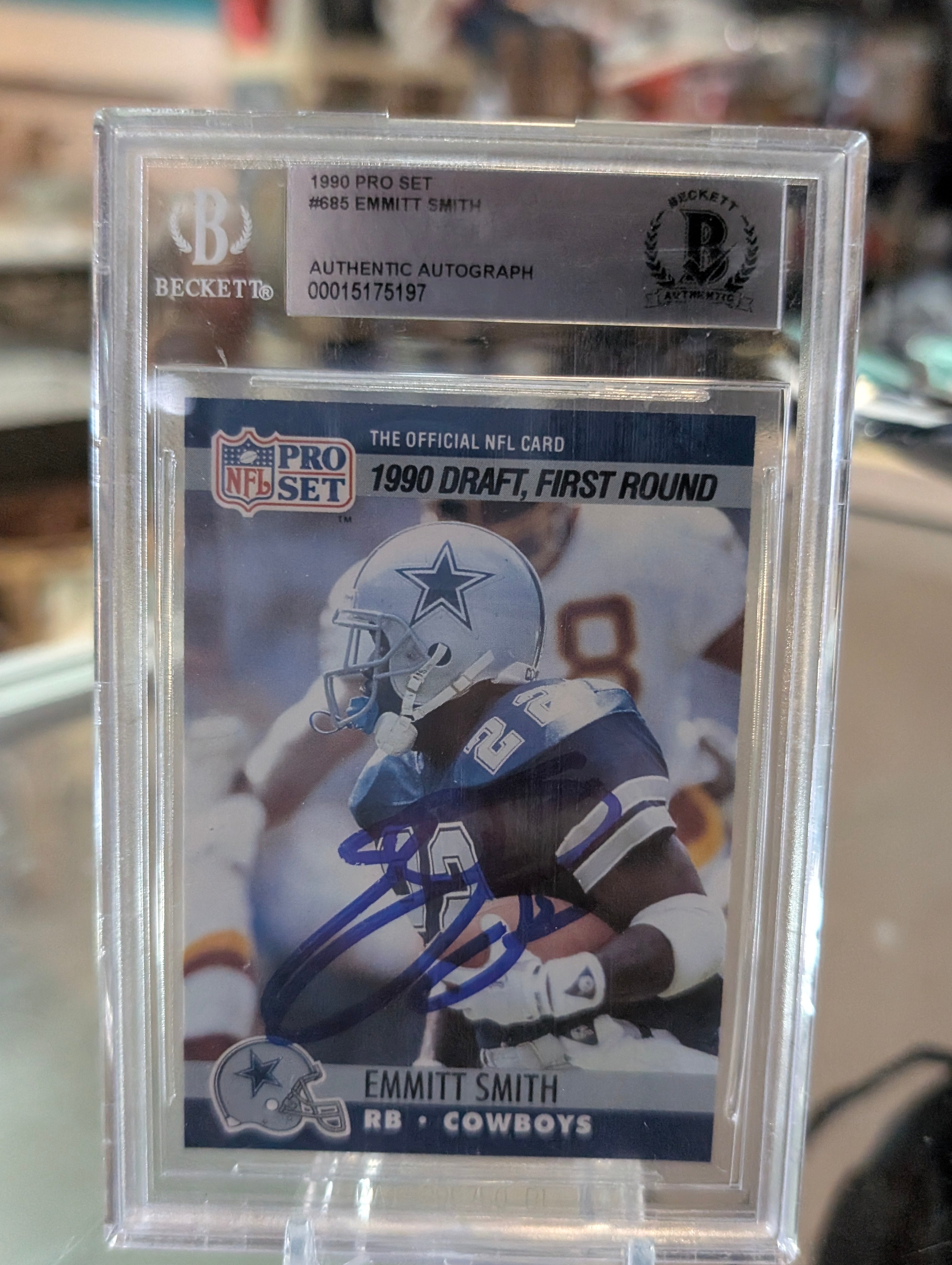 Emmitt Smith Signed 1990 Pro Set #685 Rookie Card Beckett Authenticated