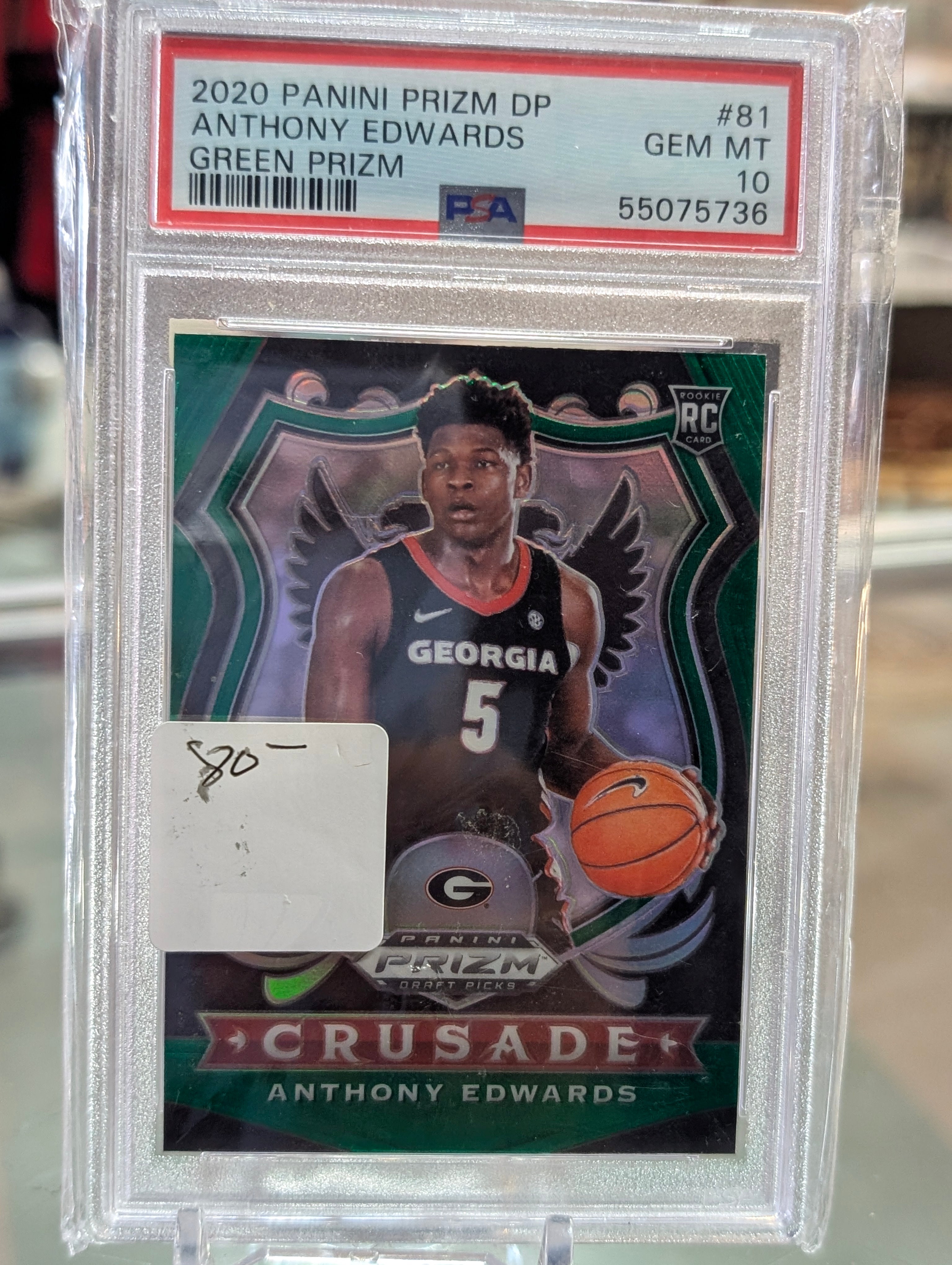 2020 Panini Prizm Draft Picks Anthony Edwards Green PSA 10 RC #81