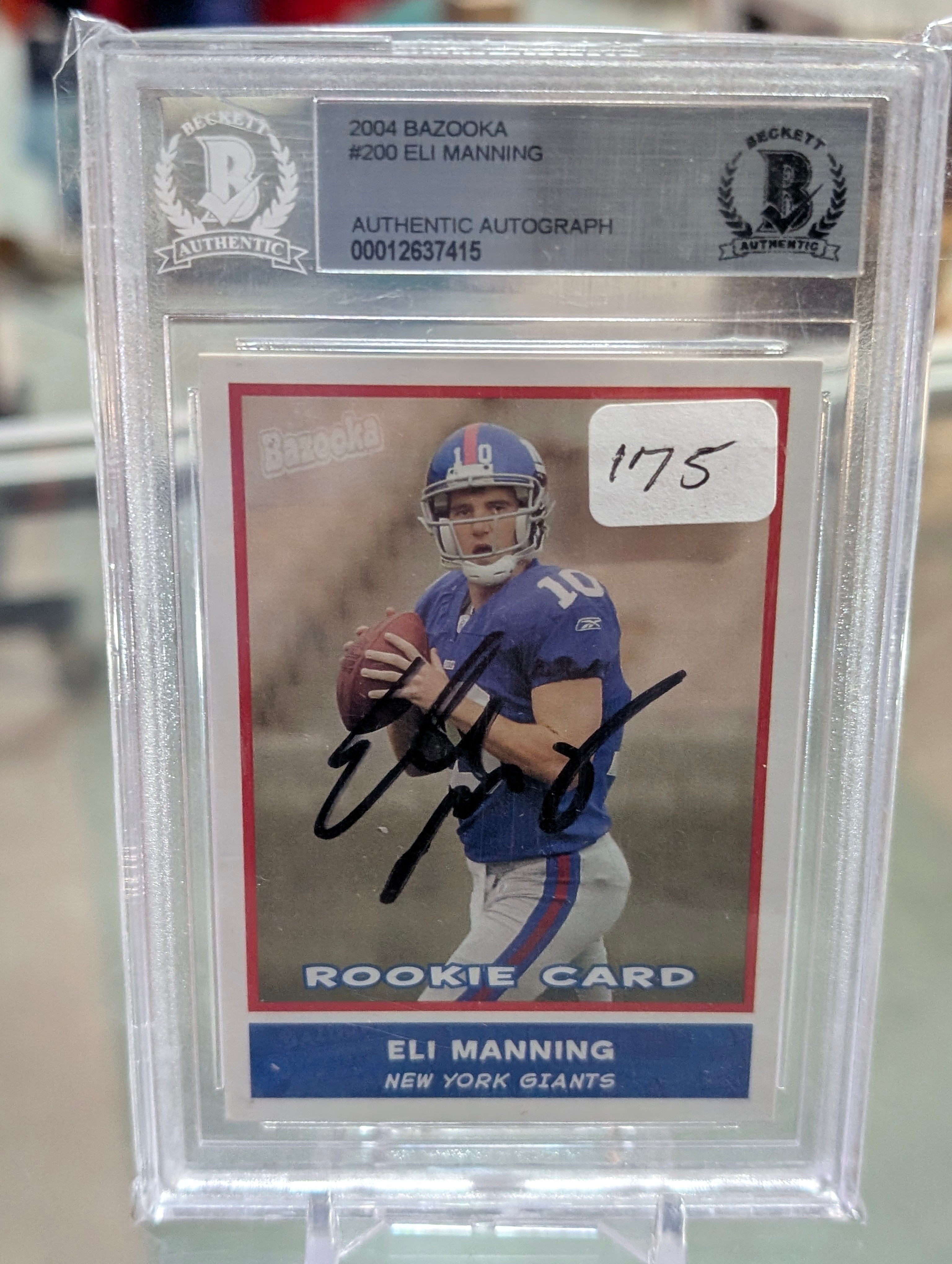 Eli Manning Signed 2004 Bazooka Rookie Card #200 Beckett Auth Auto