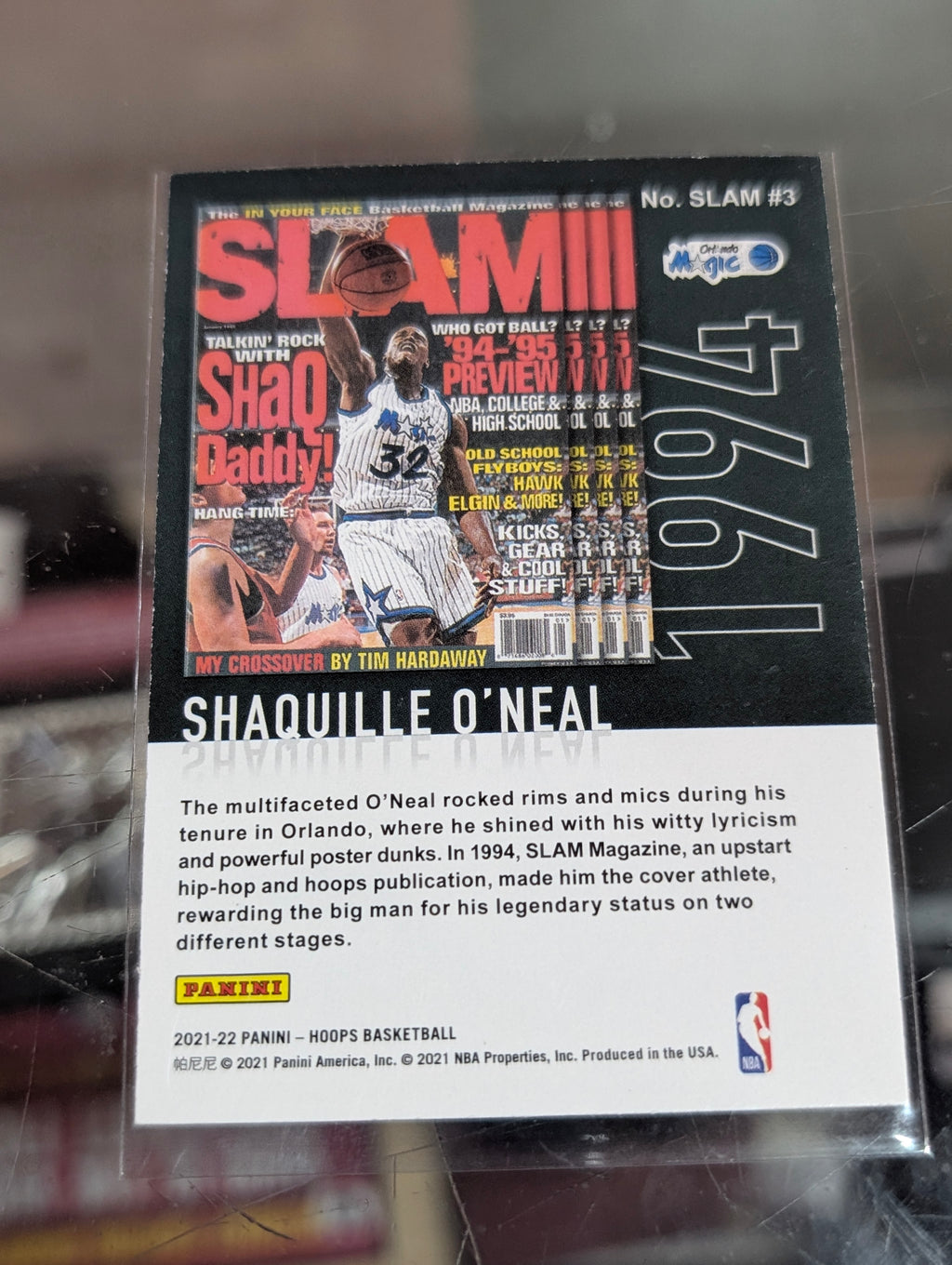 2021-22 Panini NBA Hoops SLAM Shaquille O'Neal Magic No 3 Card
