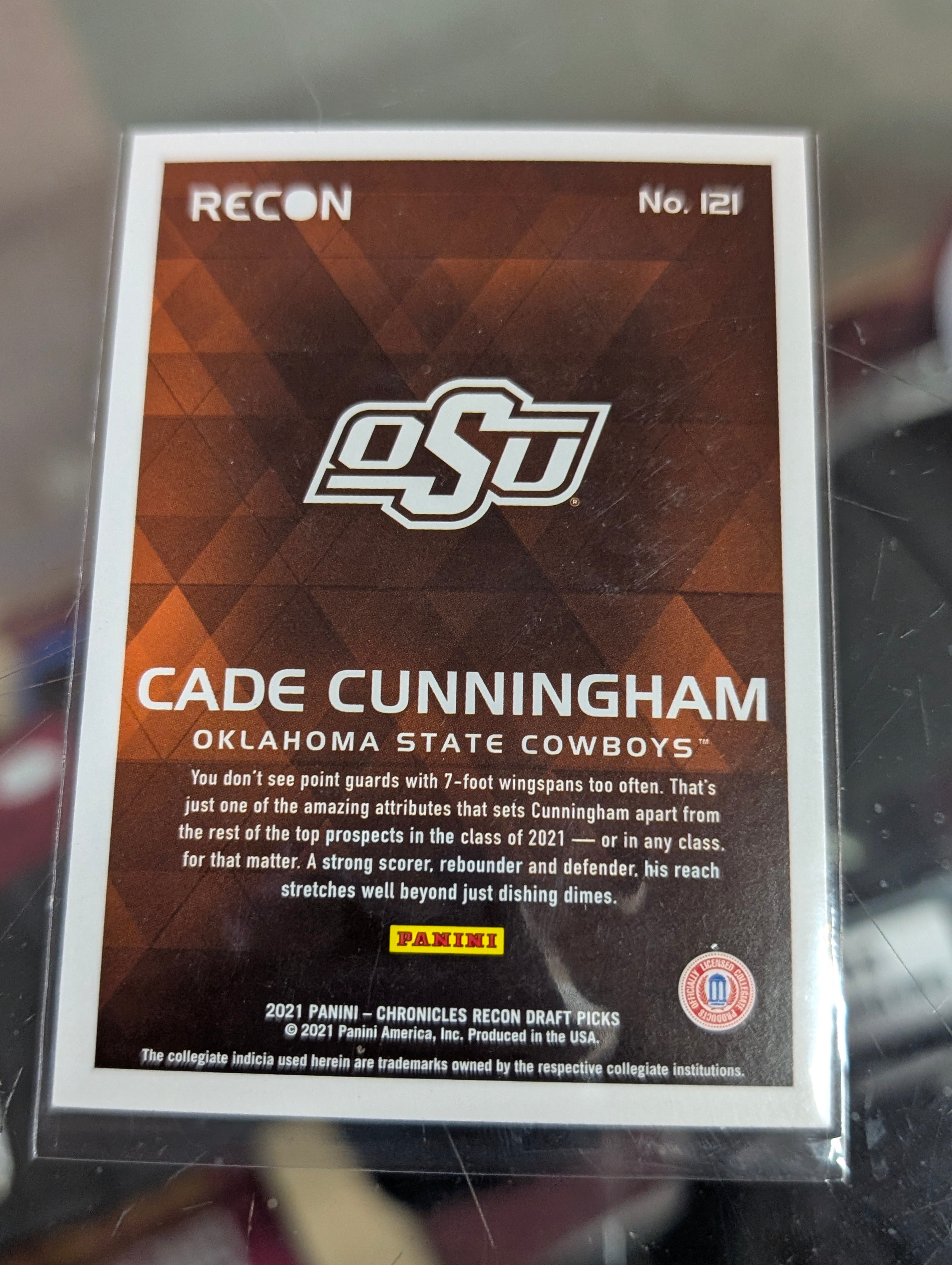 2021 Panini Chronicles Recon Cade Cunningham RC No 121 OSU Draft Card