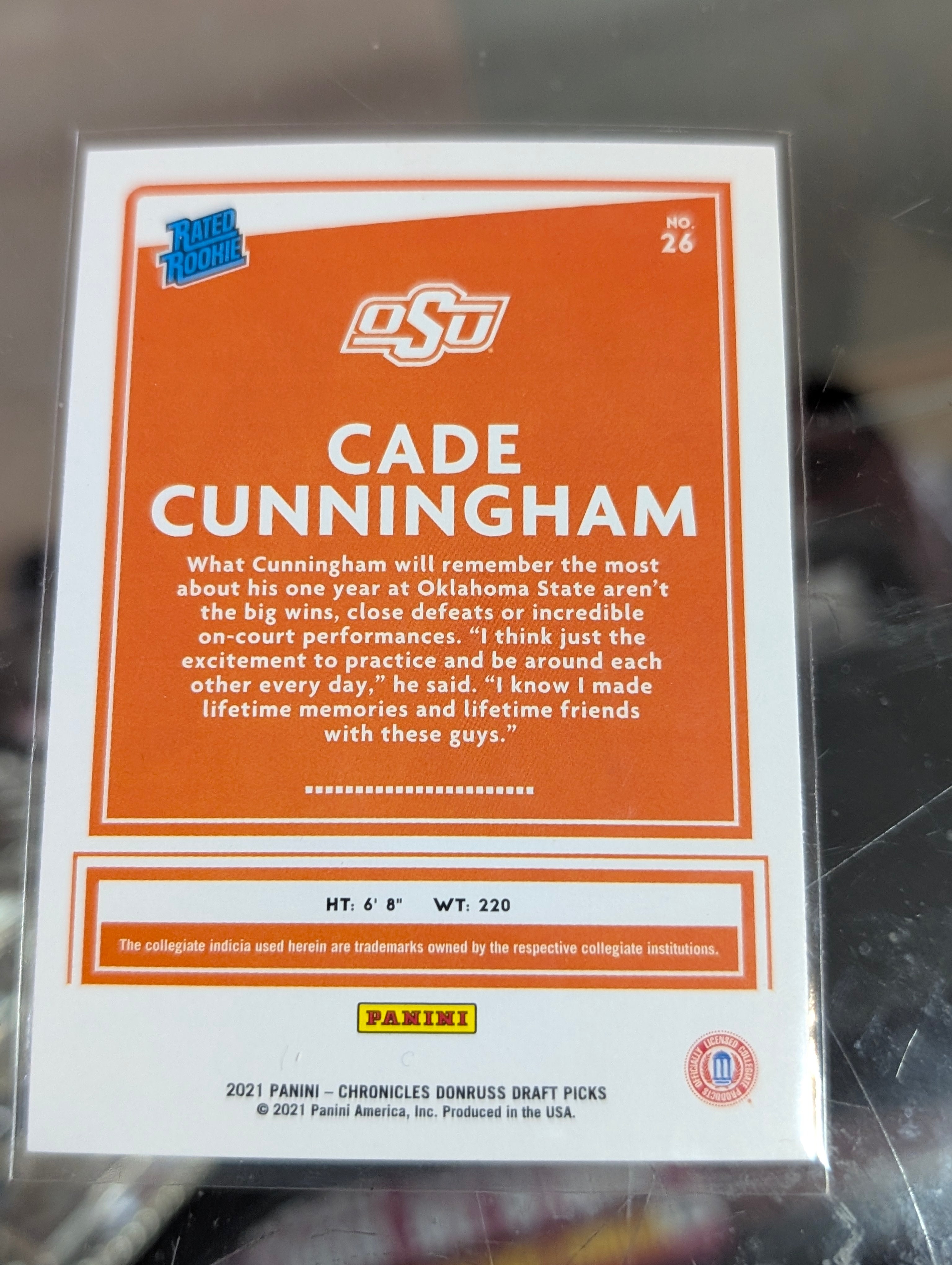 2021 Panini Chronicles Donruss Rated Rookie Cade Cunningham No 26 OSU