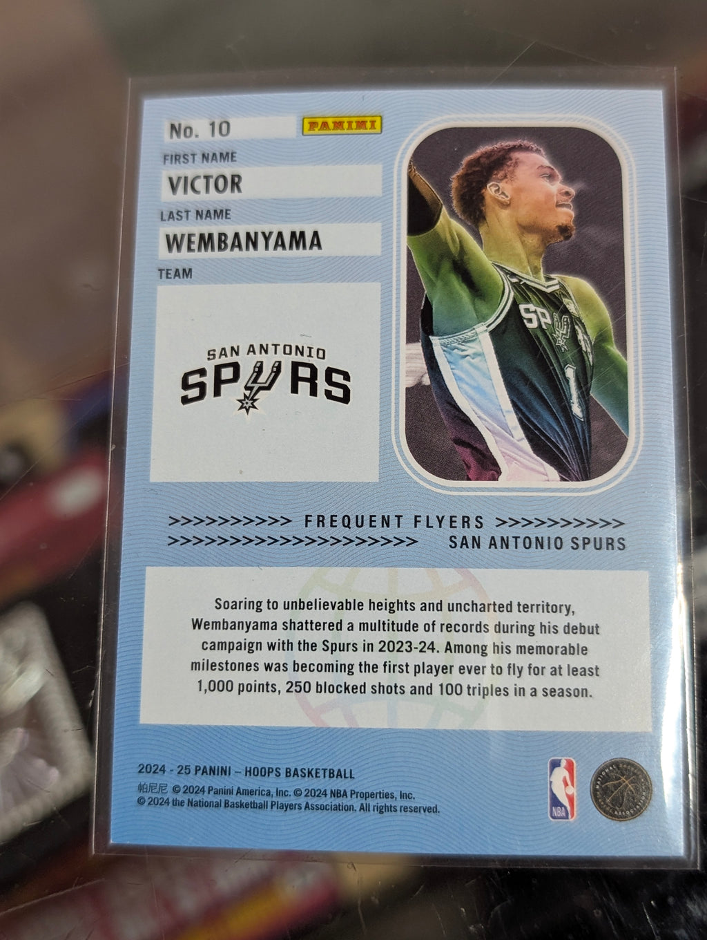2024-25 Panini NBA Hoops Frequent Flyers Victor Wembanyama No 10 Spurs
