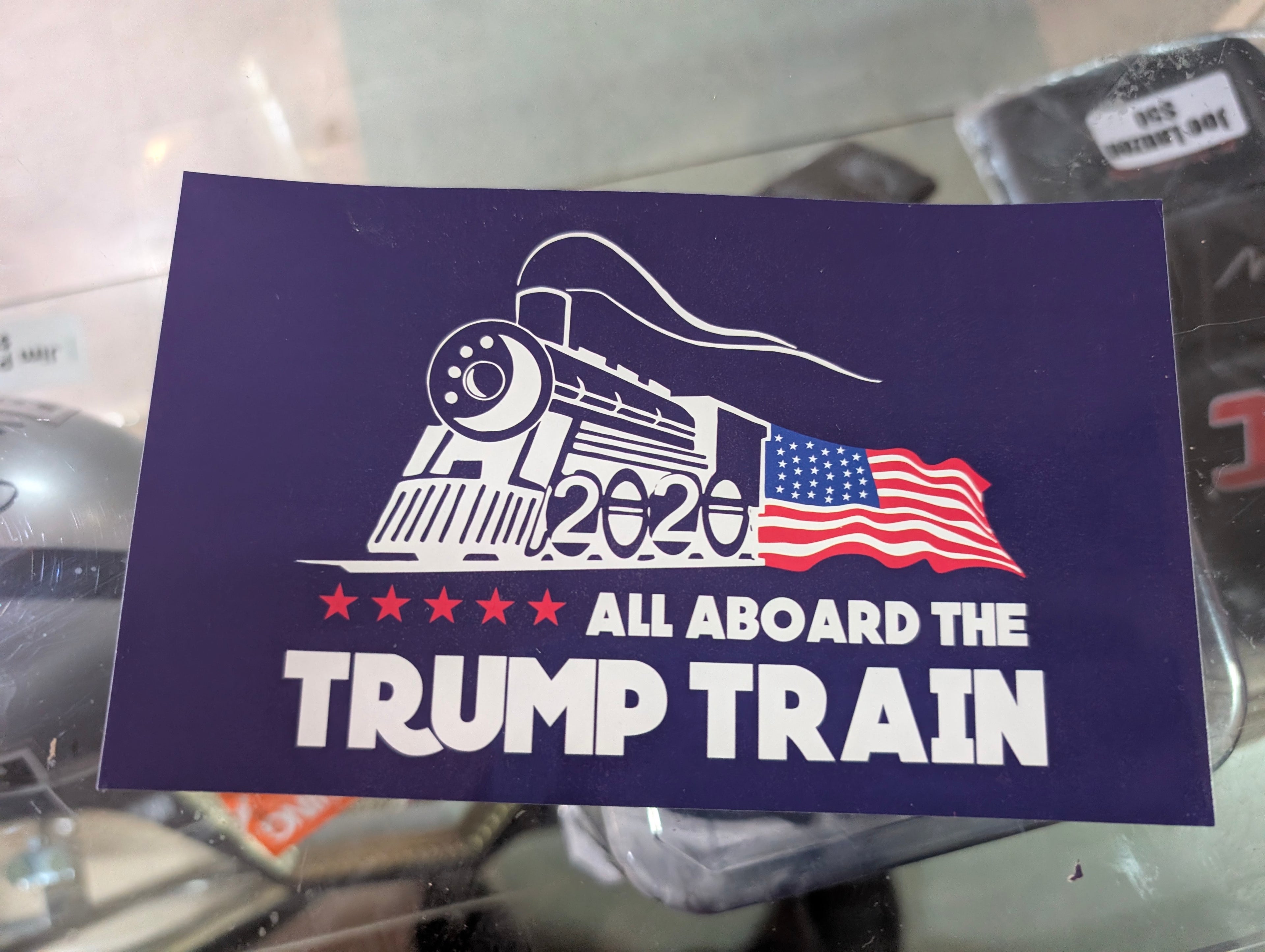 2020 All Aboard The Trump Train Political Campaign Bumper Sticker