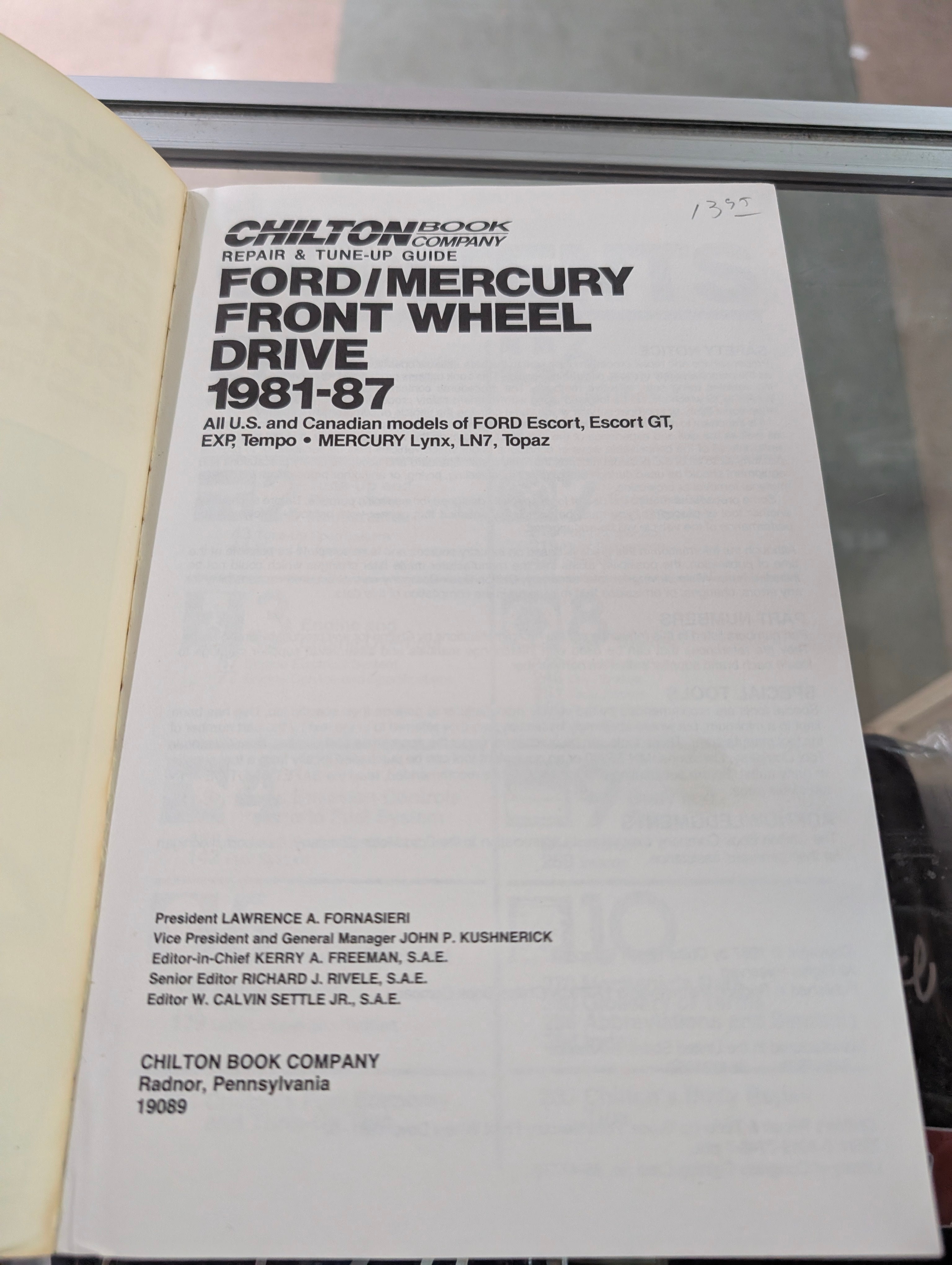 Chilton Ford Mercury Front Wheel Drive 1981-87 Repair Tune Up Manual