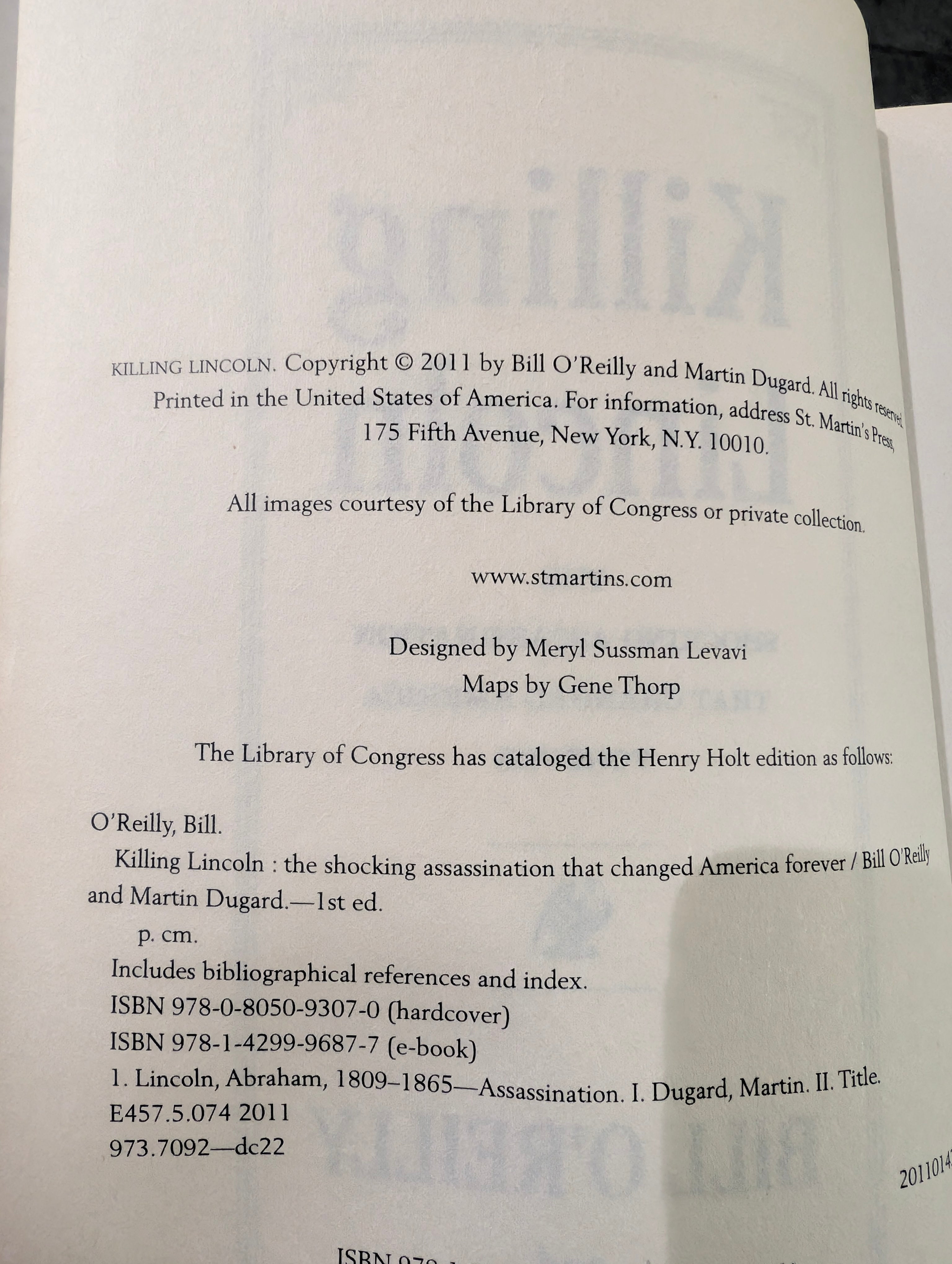 Bill OReilly Killing Lincoln 2011 First Edition Hardcover History Book