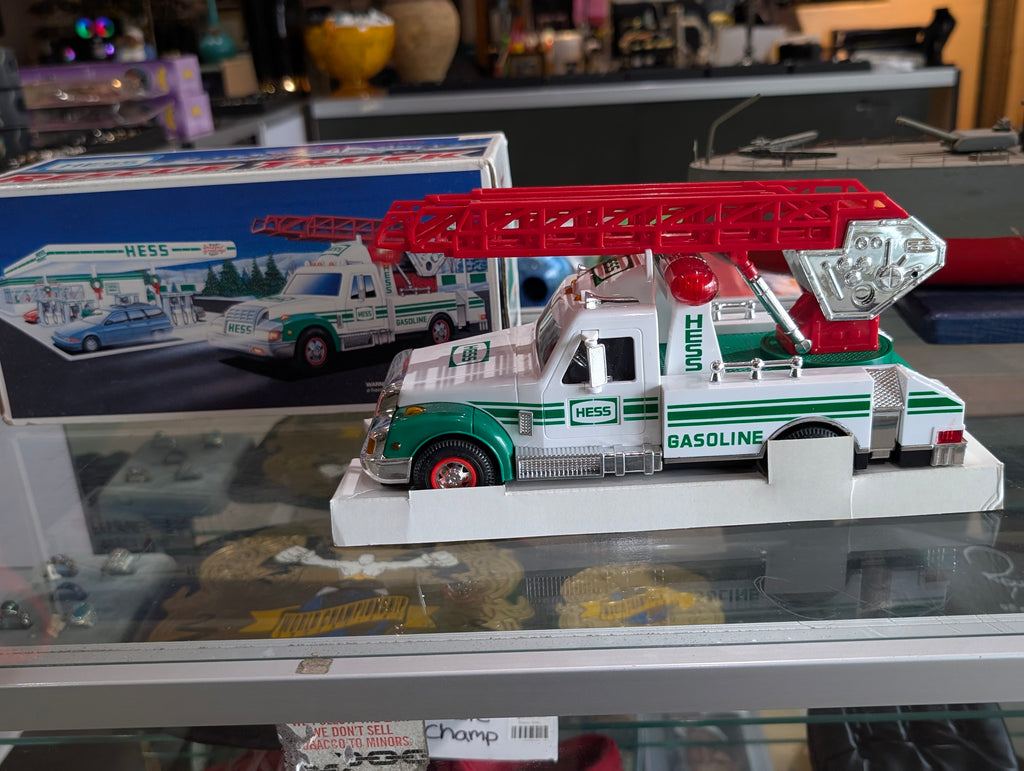 Vintage 1996 Hess Rescue Truck Gasoline Ladder Emergency Toy W Box