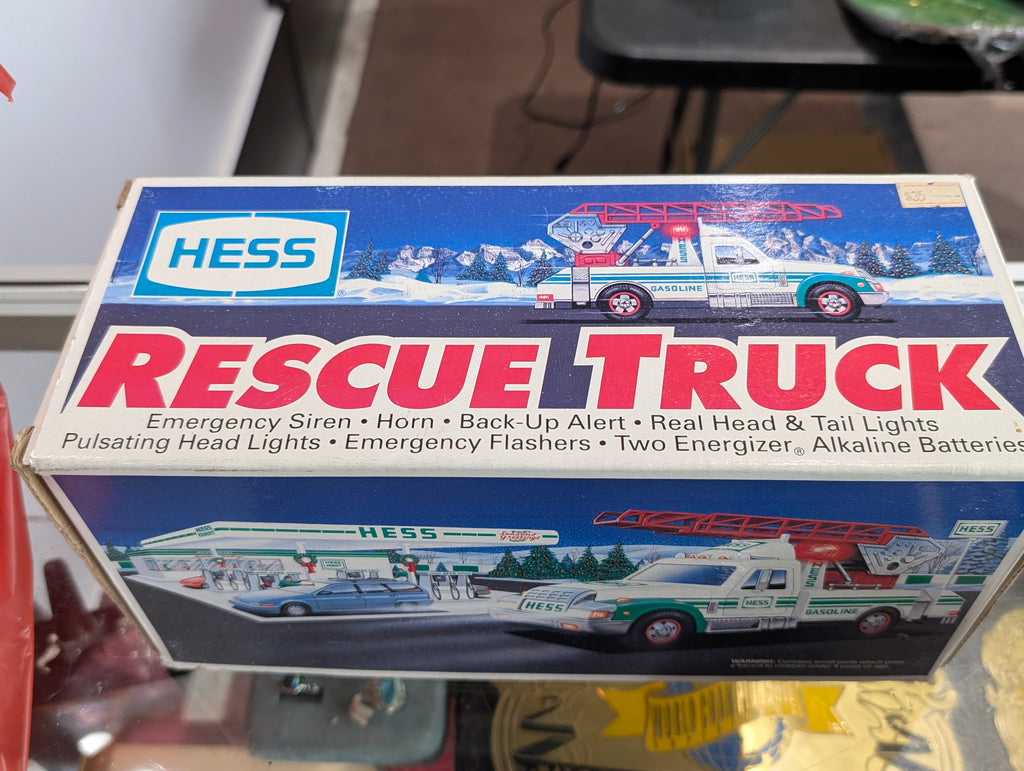 Vintage 1996 Hess Rescue Truck Gasoline Ladder Emergency Toy W Box