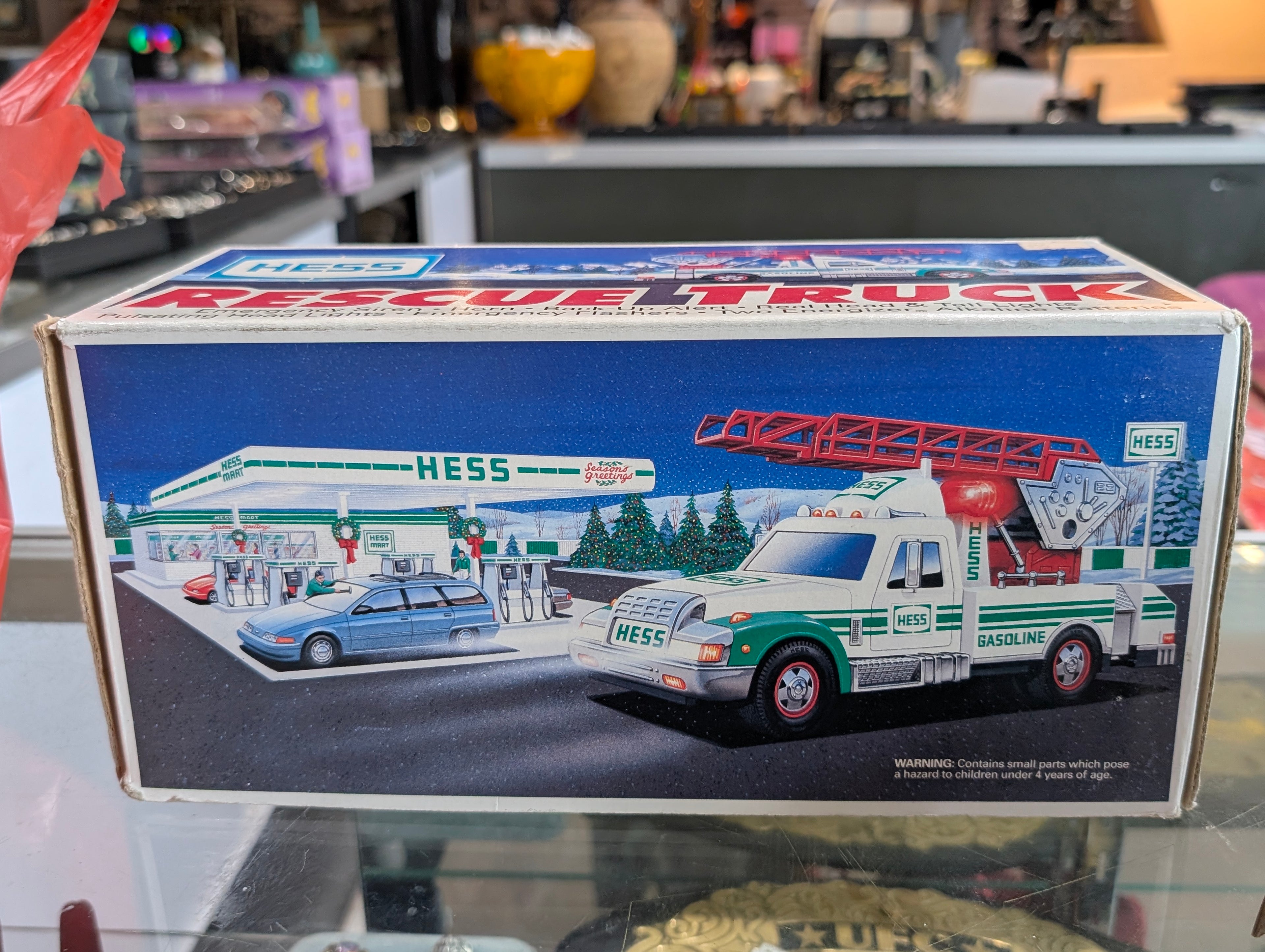 Vintage 1996 Hess Rescue Truck Gasoline Ladder Emergency Toy W Box