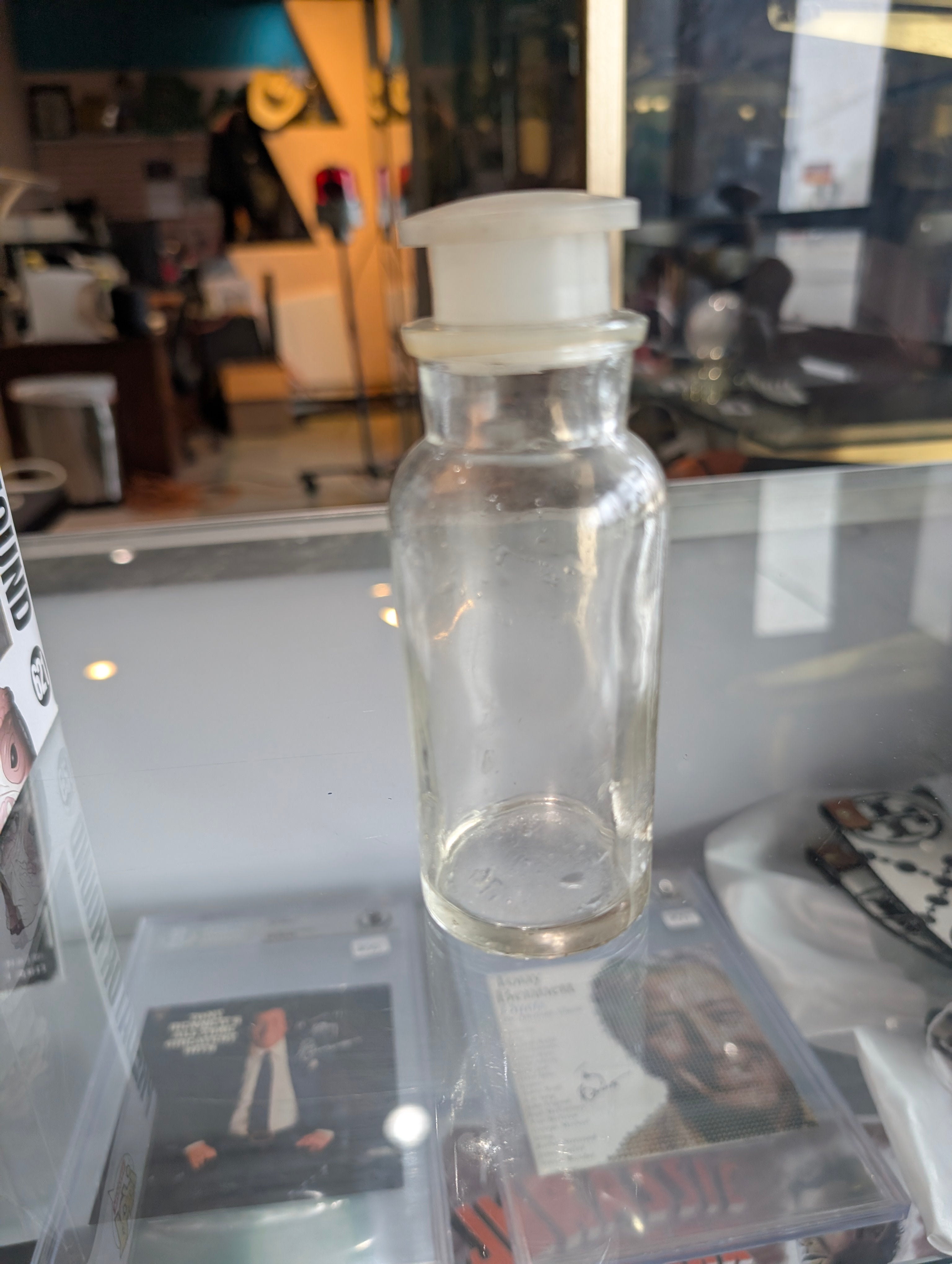 Vintage Clear Glass Apothecary Bottle with Plastic Stopper