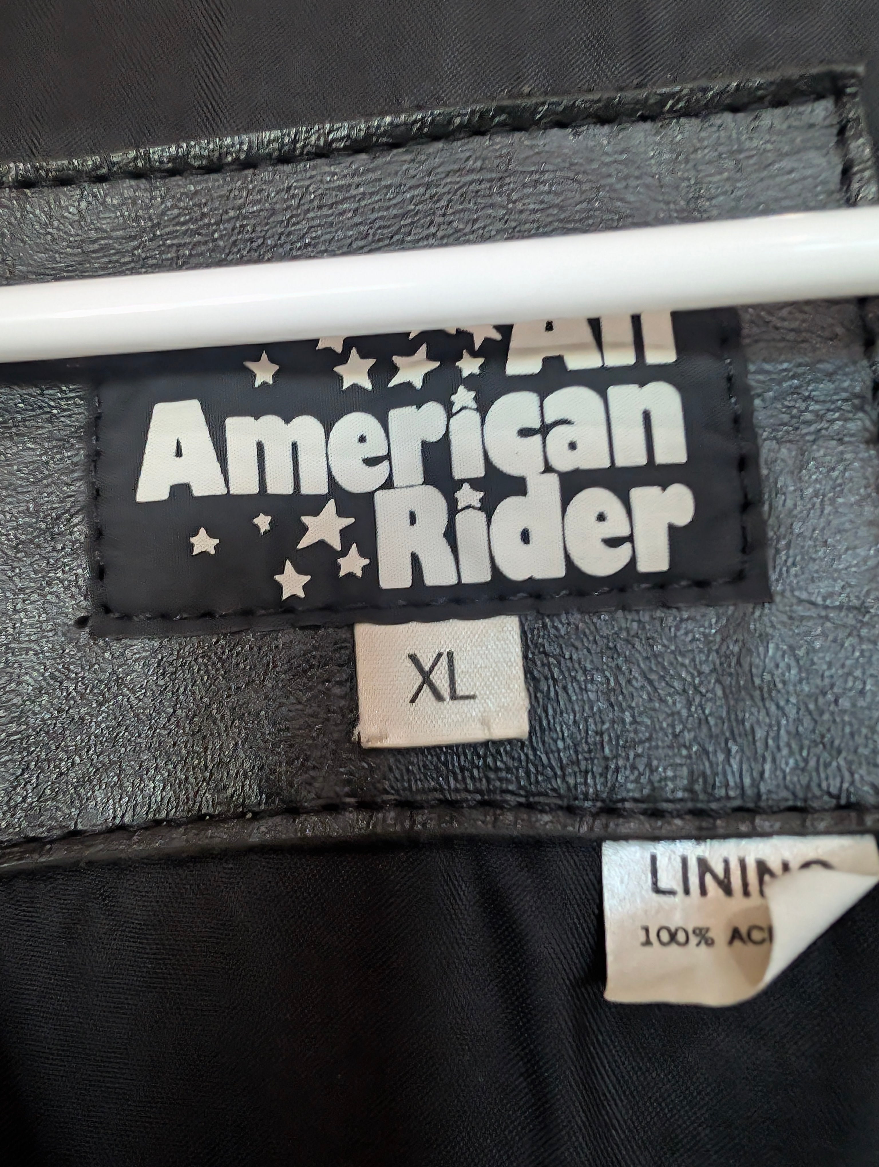 American Rider XL Black Leather Motorcycle Biker Vest Lace Sides