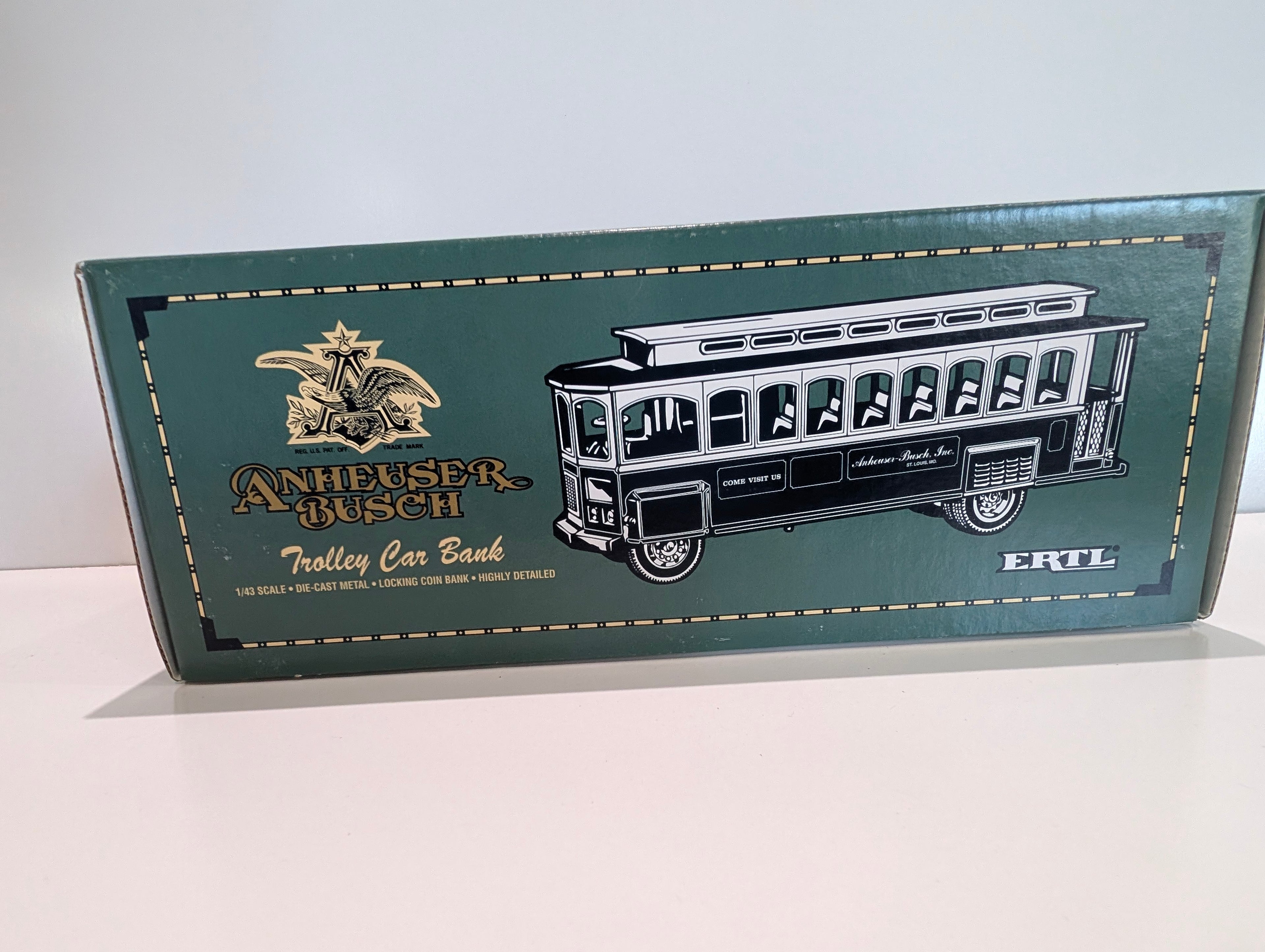 Vintage 1994 Ertl Anheuser Busch Trolley Car Bank 1/43 Diecast Coin