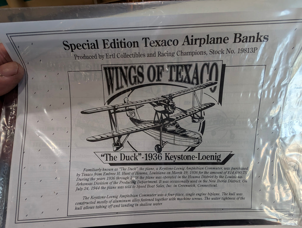 Vintage Texaco Wings Of Texaco 1936 Keystone Loening Duck Airplane Bank