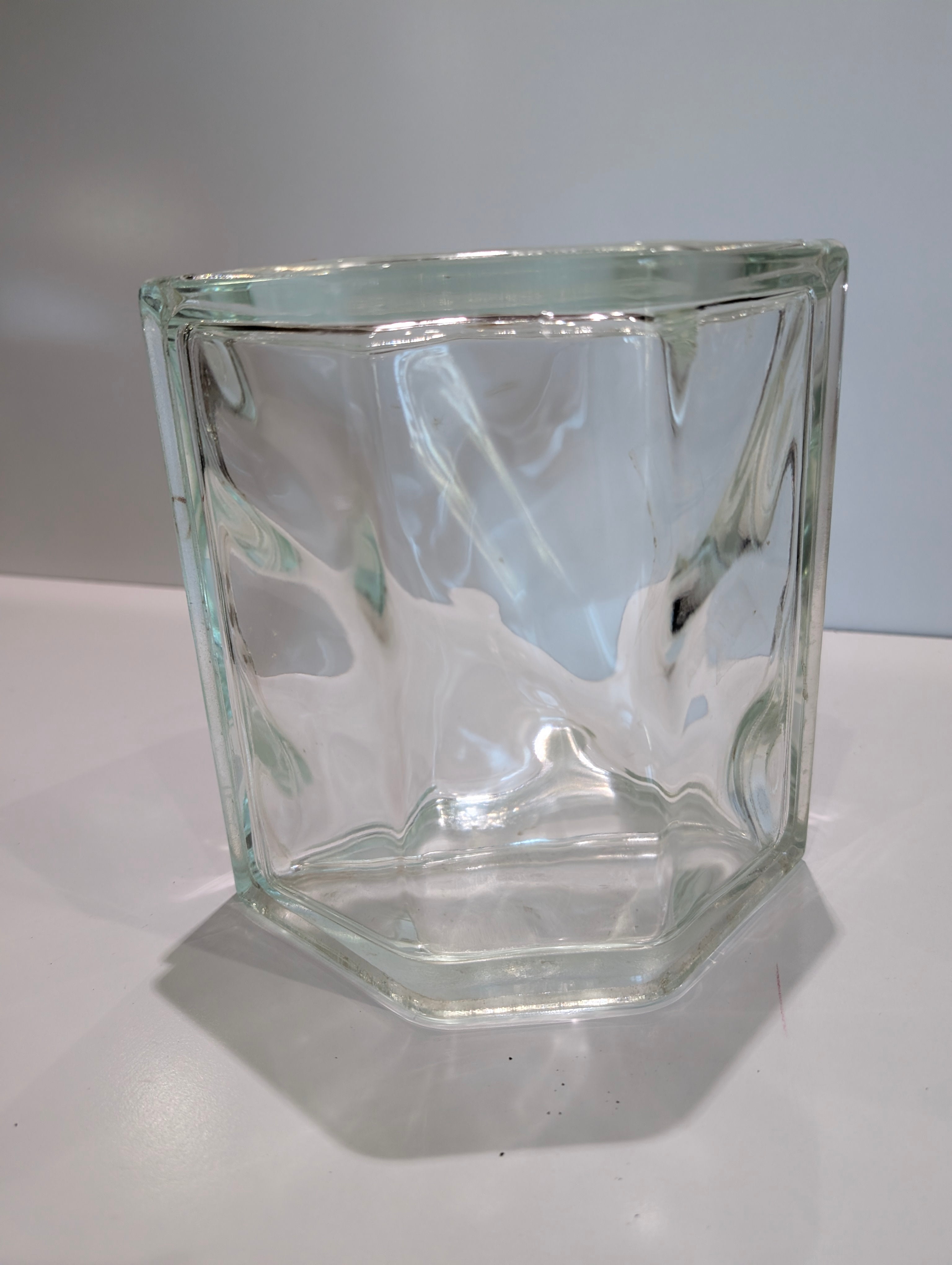 Vintage Hexagonal Glass Block Brick 7.5x5.5x7.75 Architectural Decor