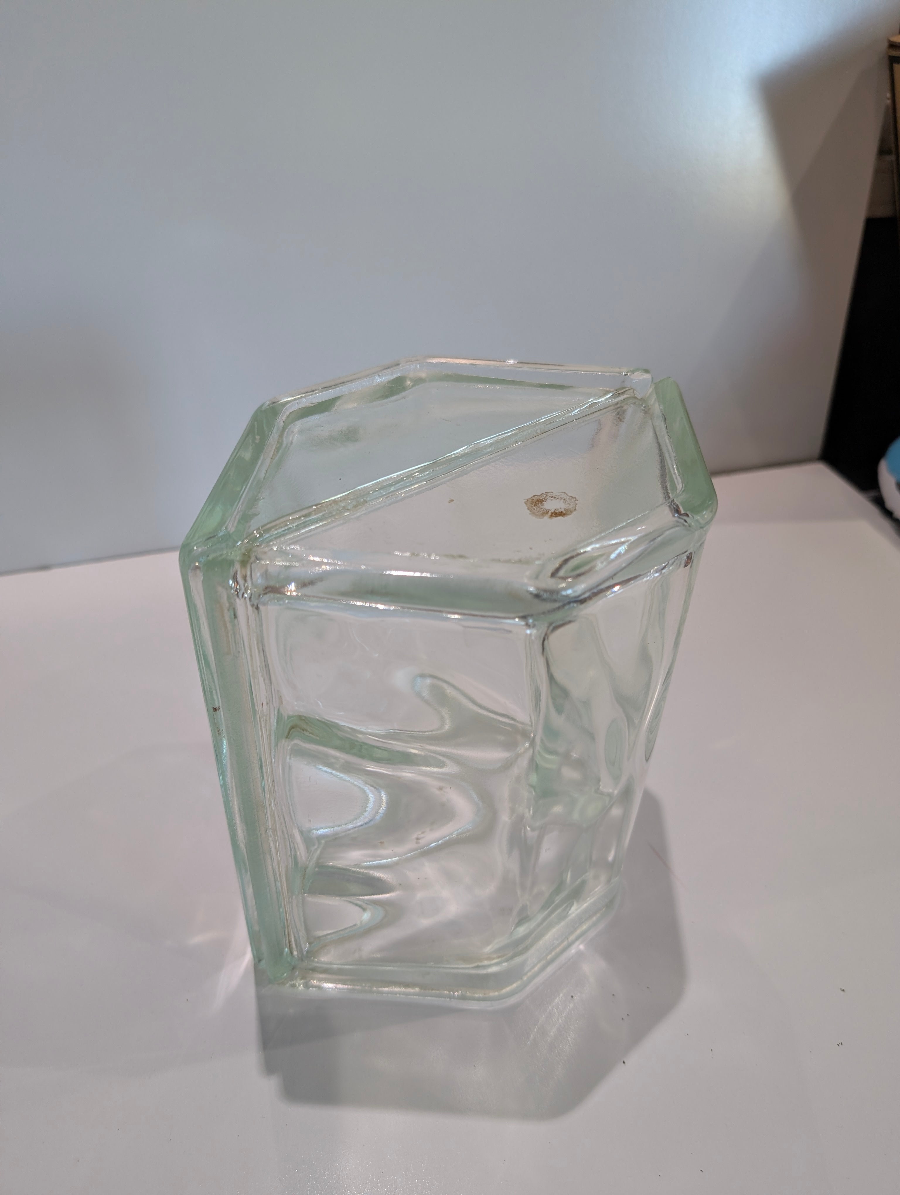 Vintage Hexagonal Glass Block Brick 7.5x5.5x7.75 Architectural Decor