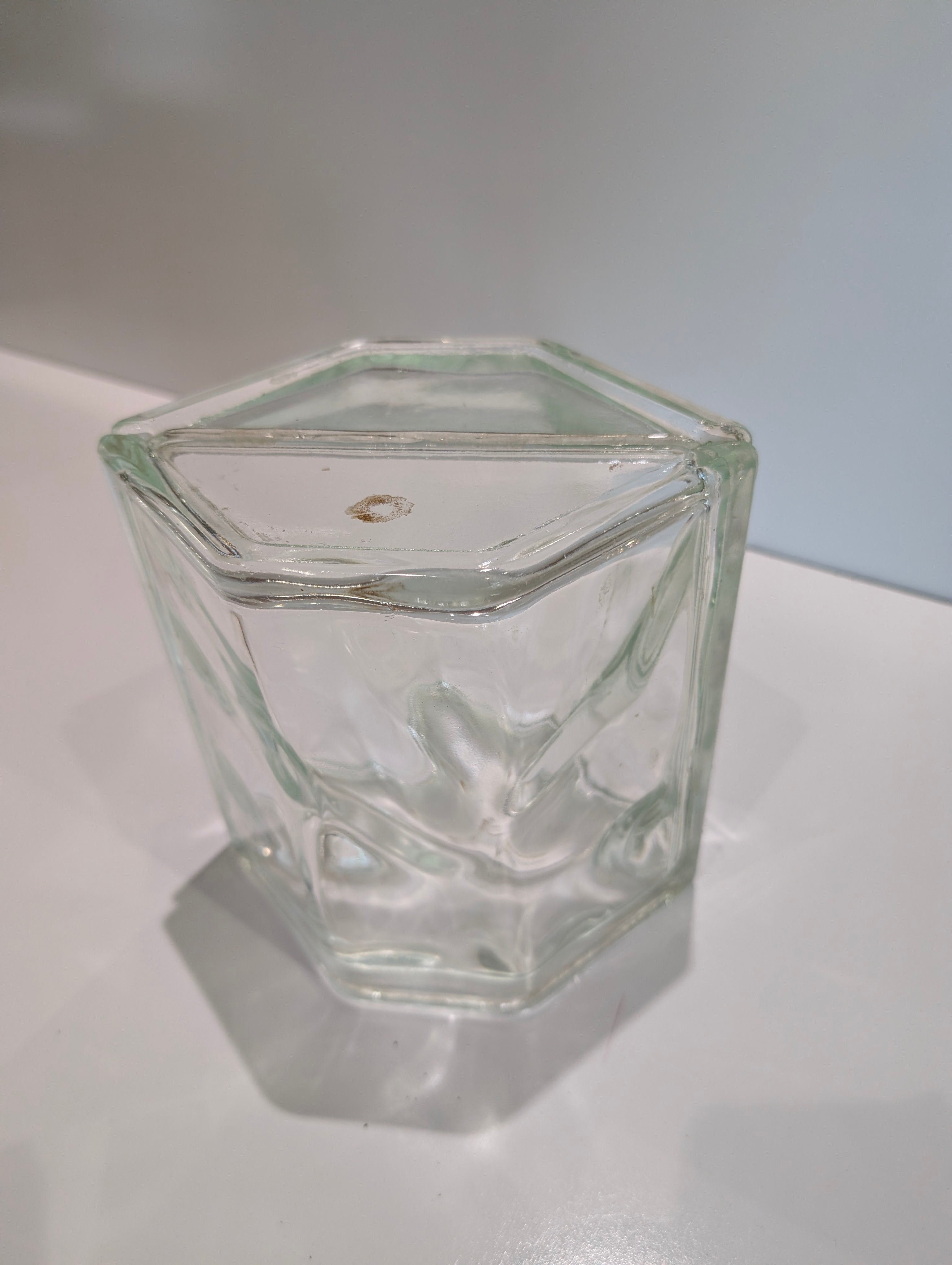 Vintage Hexagonal Glass Block Brick 7.5x5.5x7.75 Architectural Decor