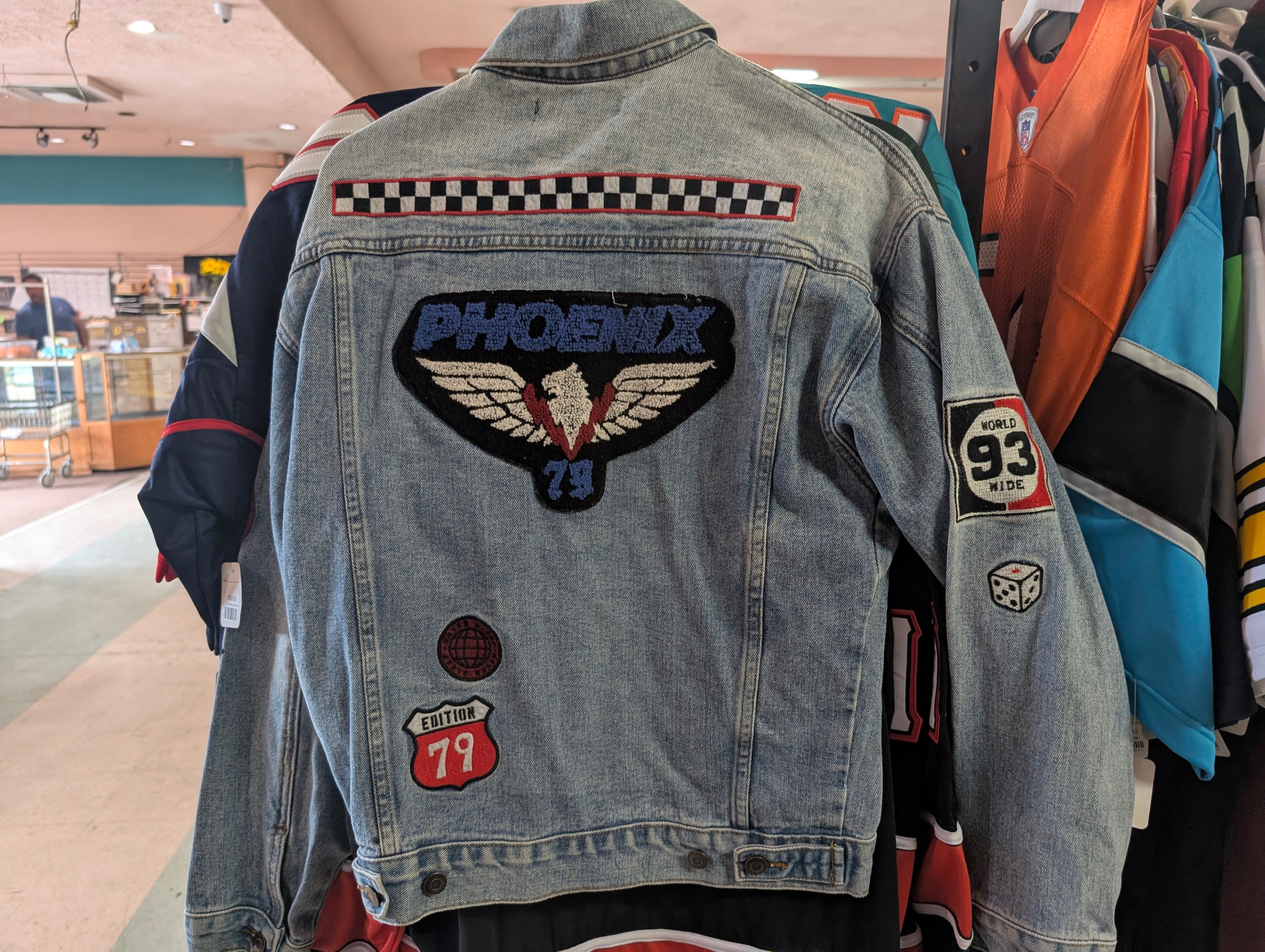 Forever 21 Vintage Style Denim Jacket Medium Patch Graphic Streetwear