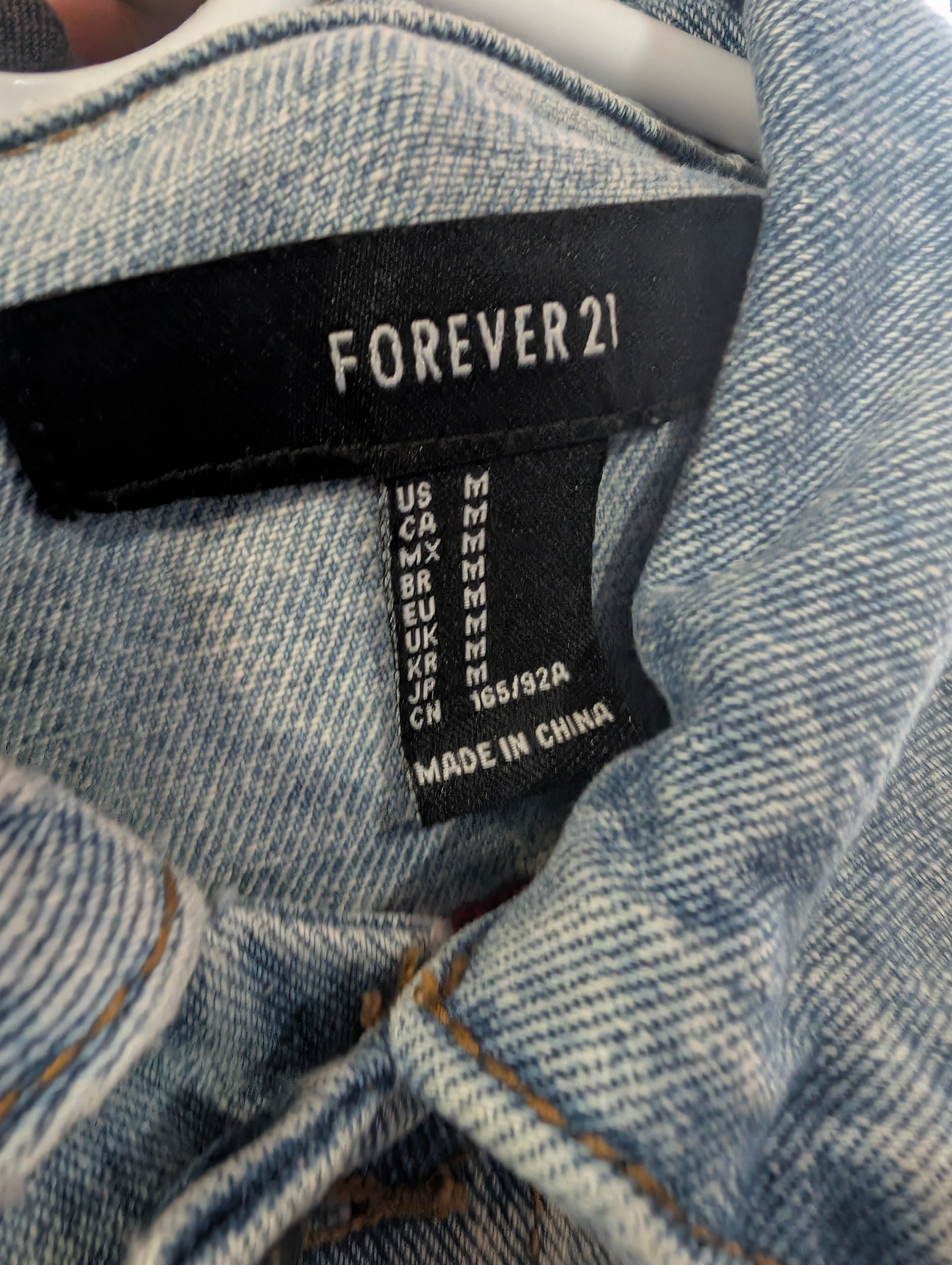 Forever 21 Vintage Style Denim Jacket Medium Patch Graphic Streetwear