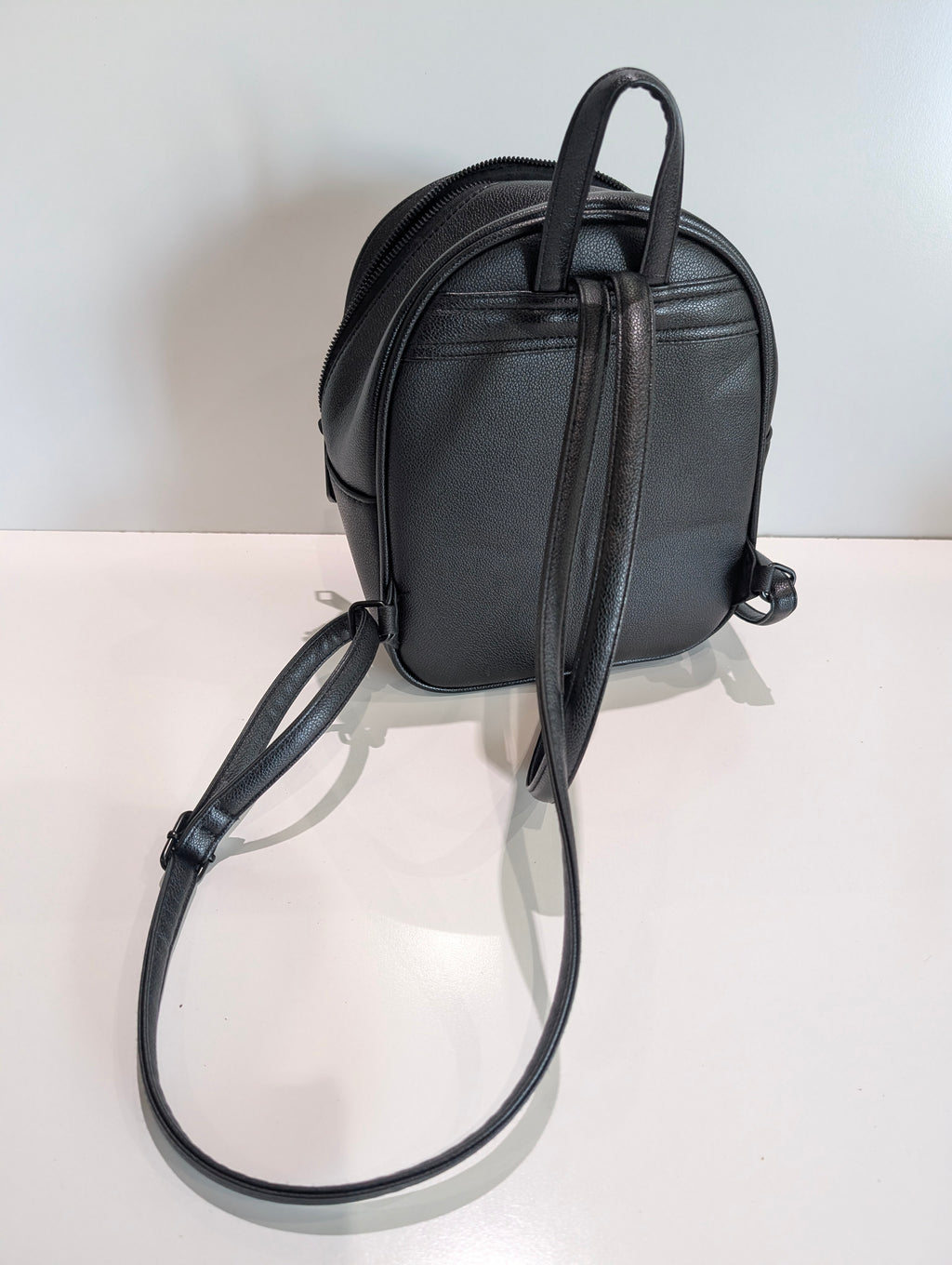 Rampage Black Faux Leather Mini Backpack Chevron Quilted