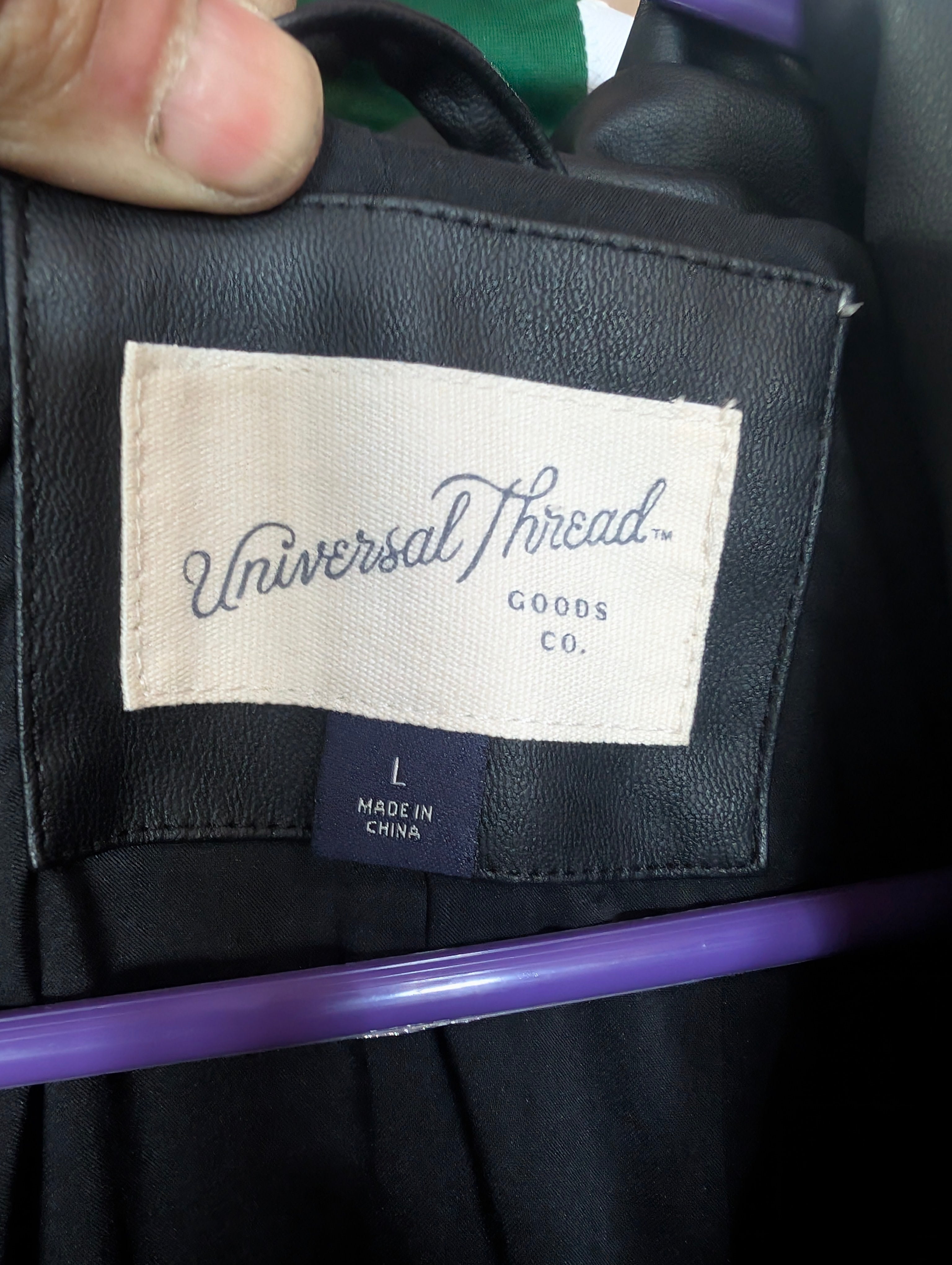 Universal Thread Black Faux Leather Puffer Jacket Size L Women