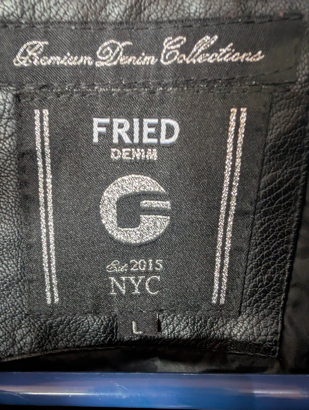 Fried Denim Genuine Leather Black Moto Jacket Mens Large NYC