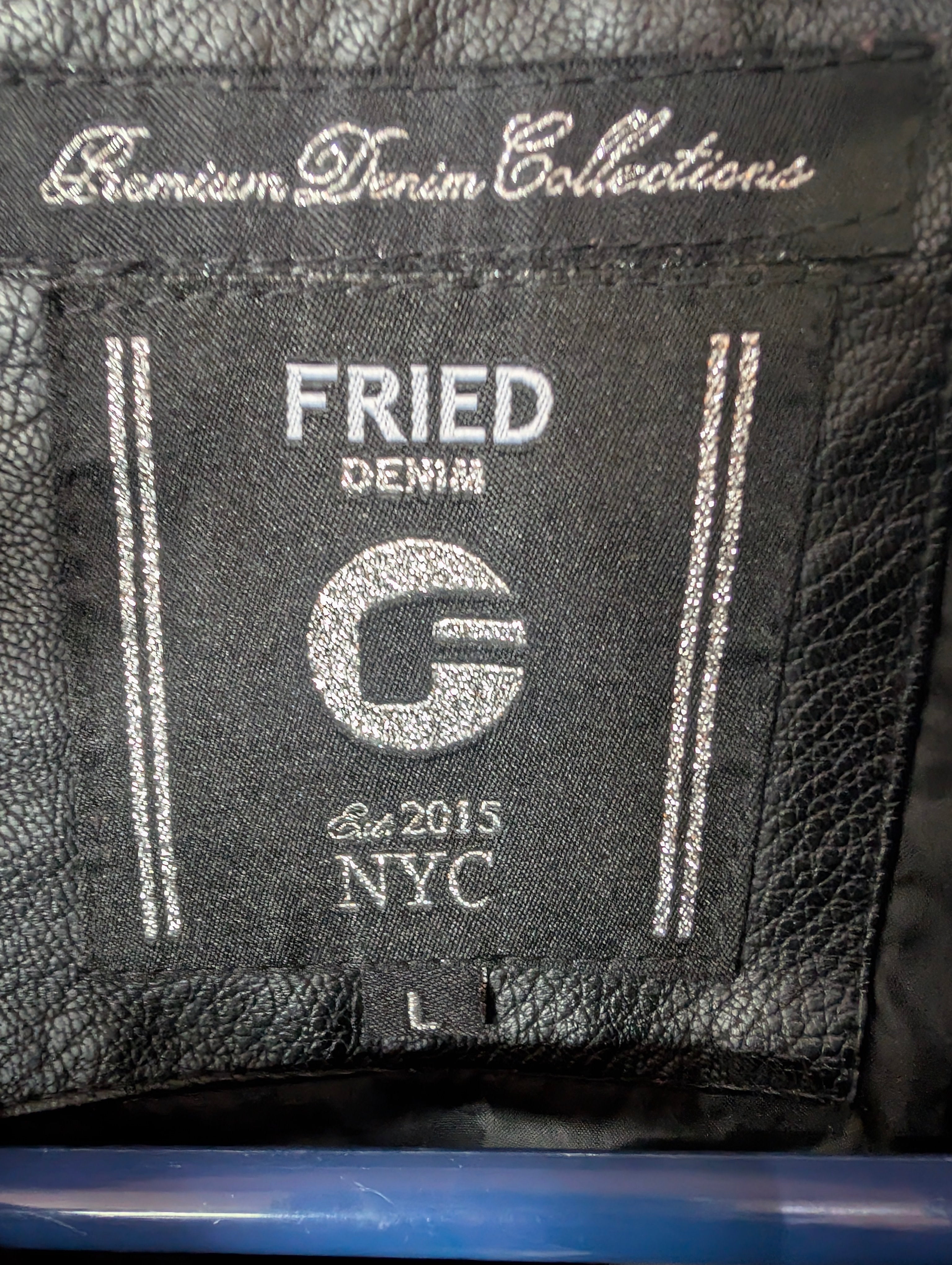 Fried Denim Genuine Leather Black Moto Jacket Mens Large NYC