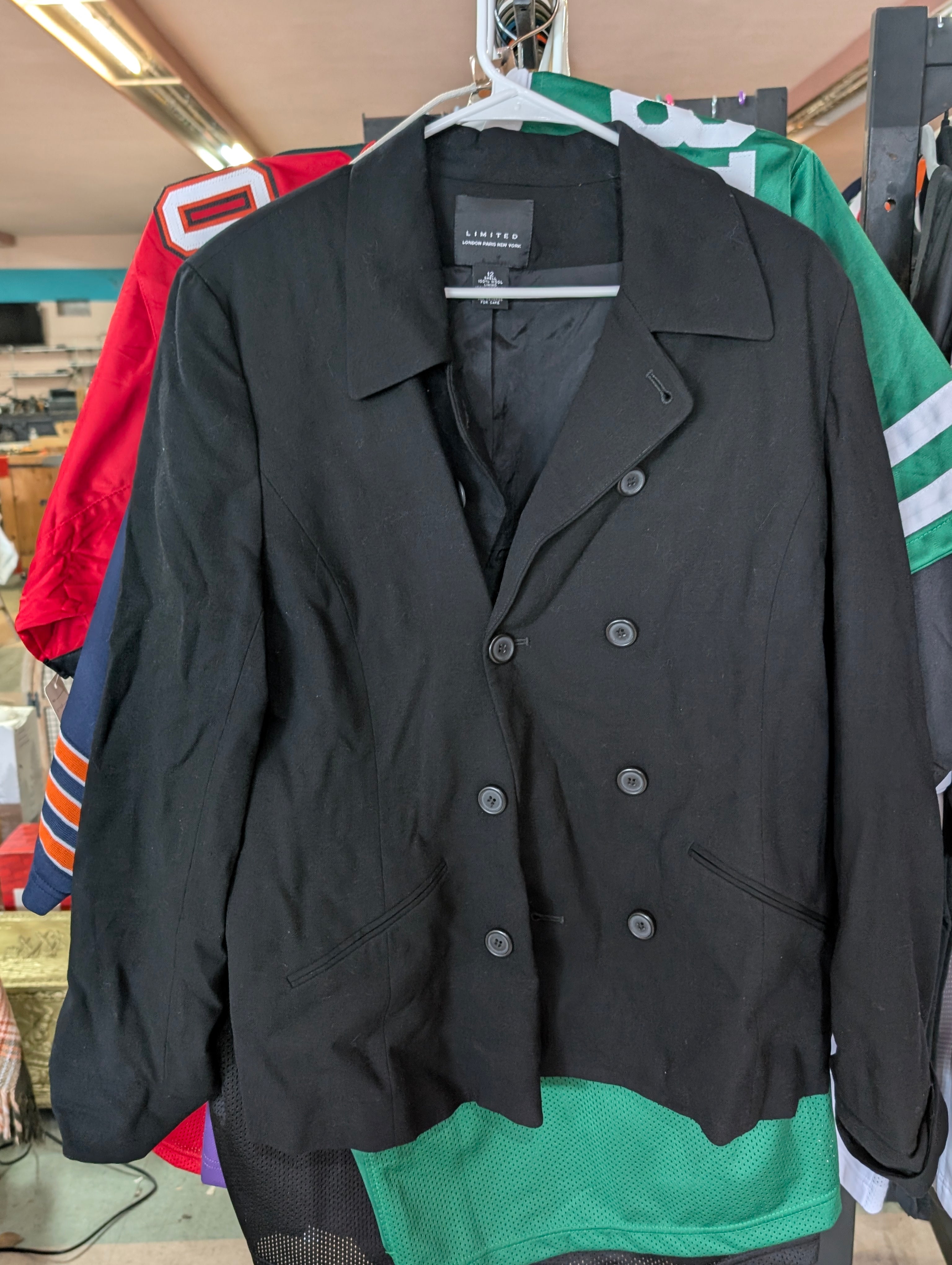 Limited Black Wool Peacoat Womens Size 12 London Paris New York
