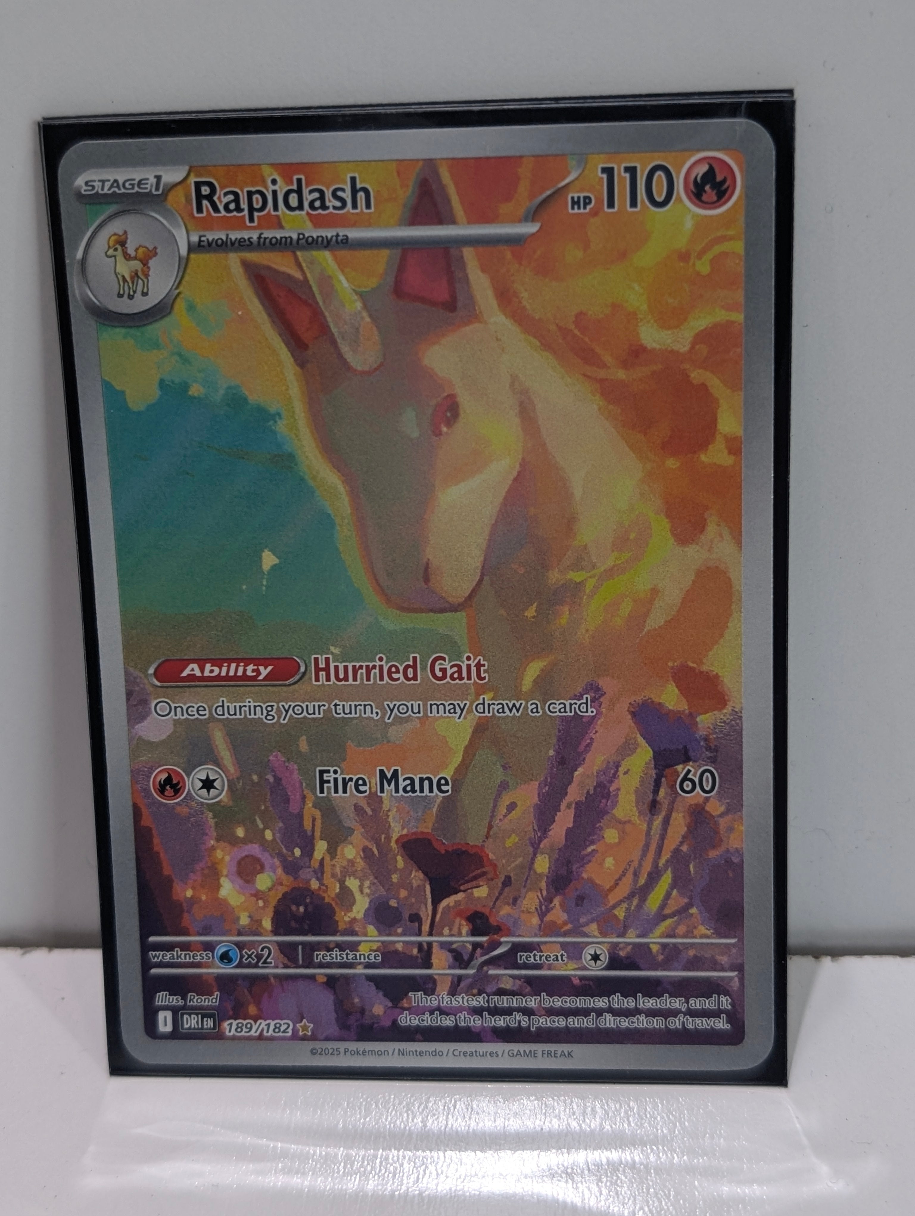 Pokemon 2025 Rapidash 189/182 Illustration Rare Holo Full Art Stage 1