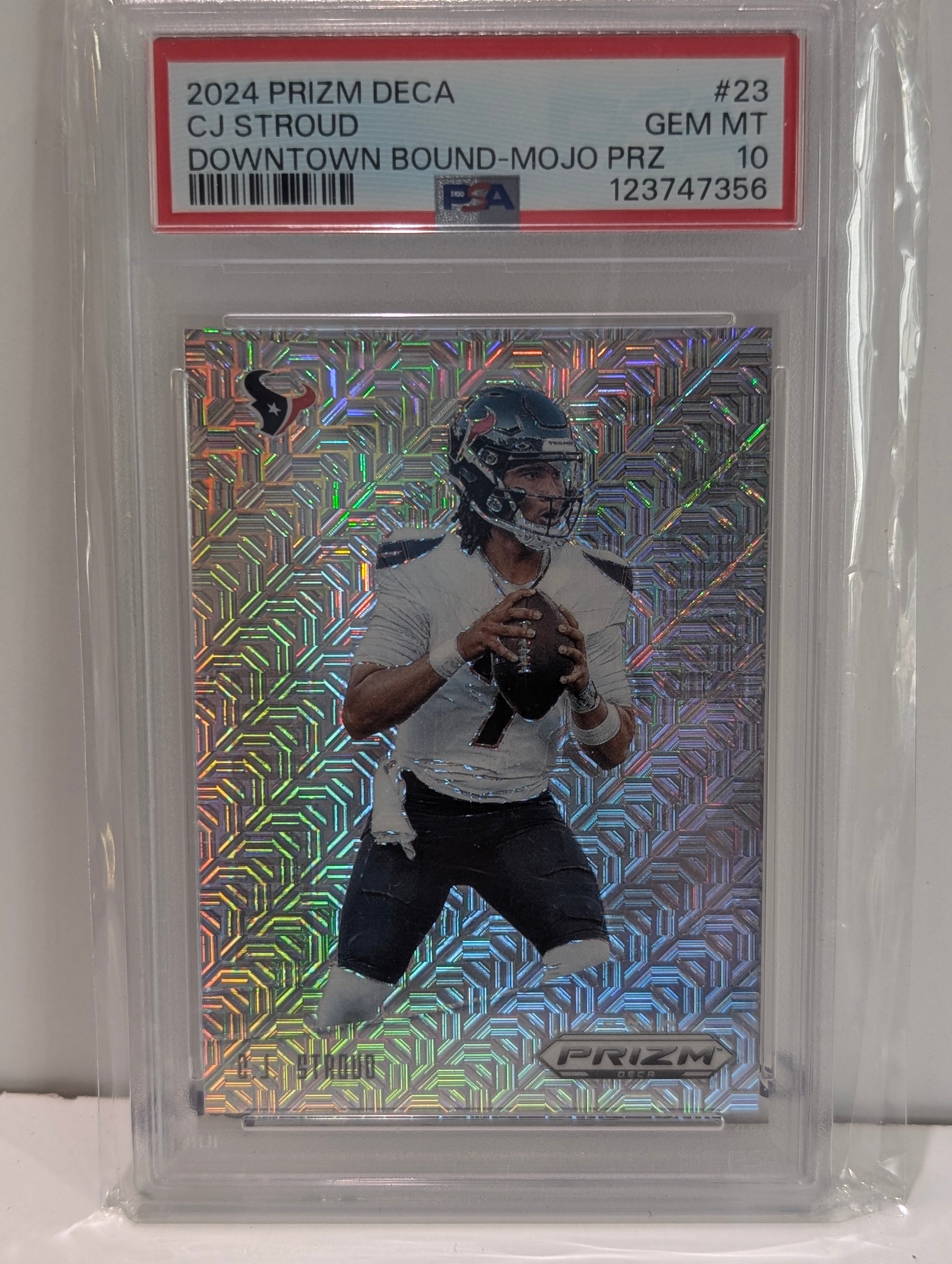 2024 Prizm Deca CJ Stroud Downtown Bound Mojo PSA 10 Texans