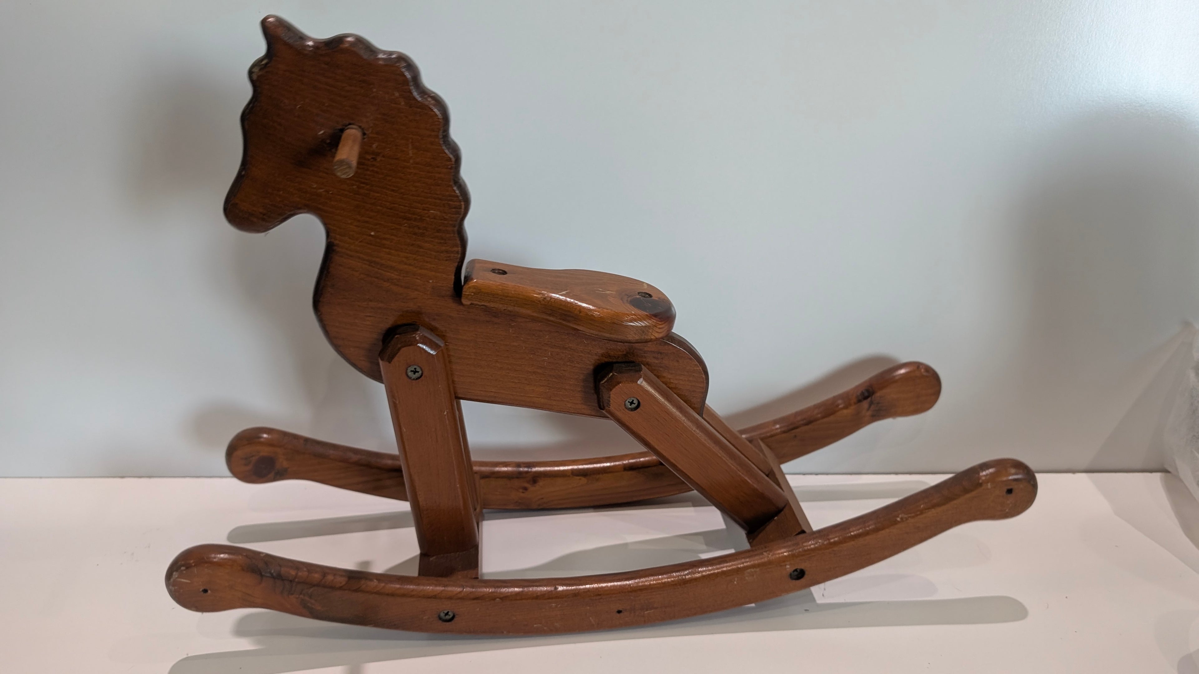 Vintage Mini Wooden Rocking Horse Doll Size Rustic Farmhouse Decor