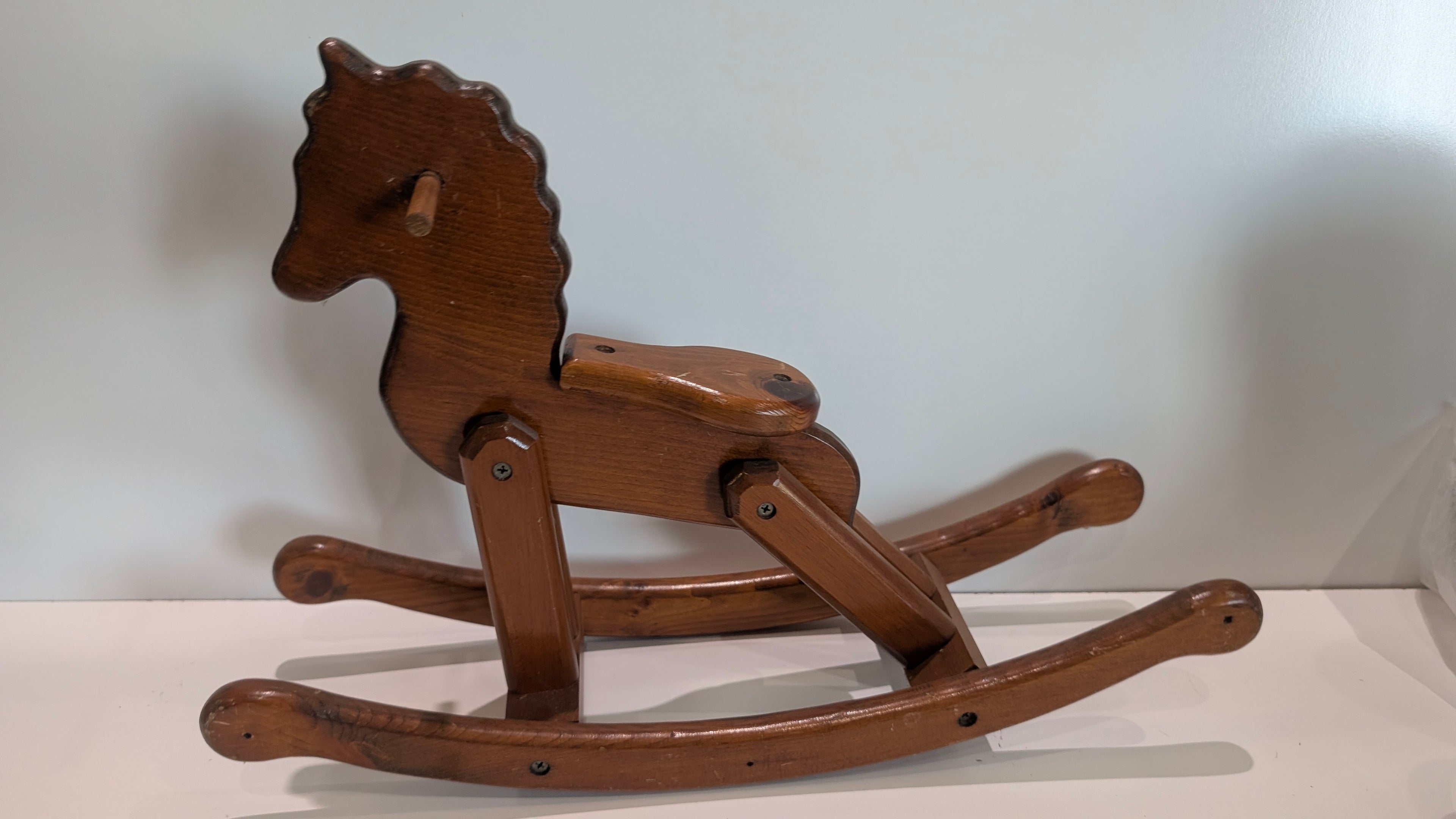 Vintage Mini Wooden Rocking Horse Doll Size Rustic Farmhouse Decor