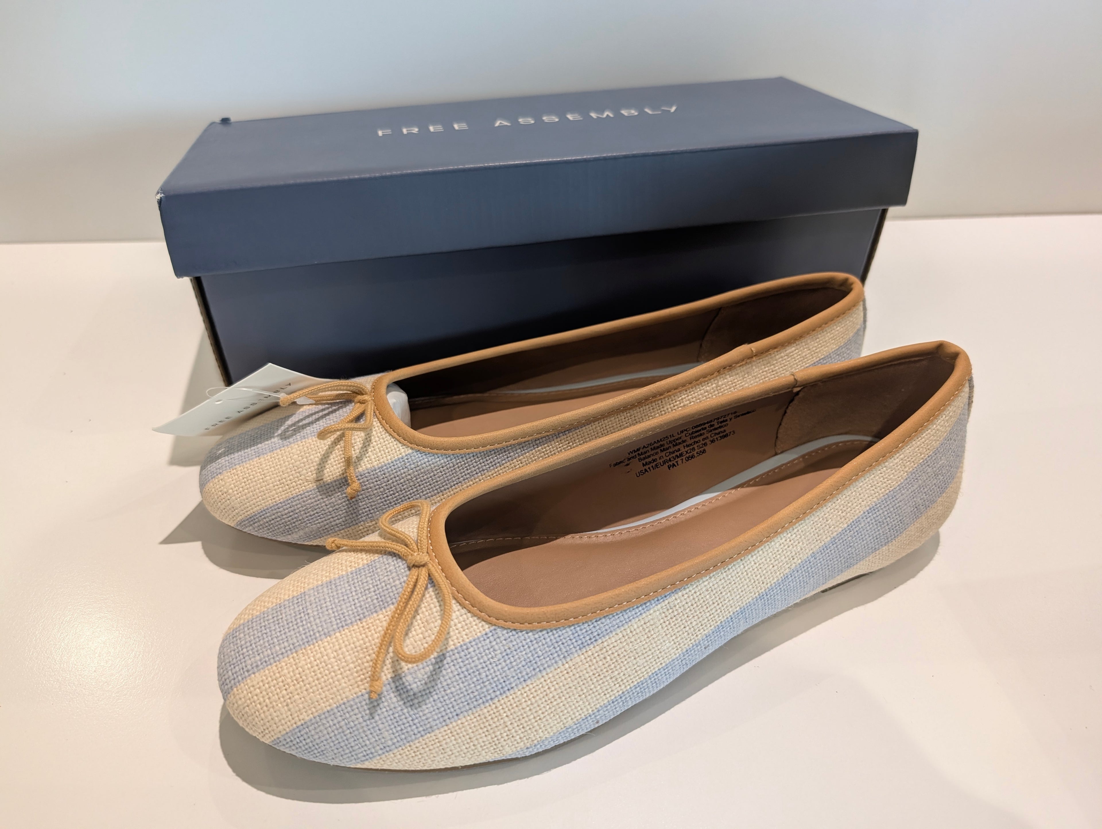 Free Assembly Women’s Striped Ballet Flats Size 11 Canvas Slip On Shoes