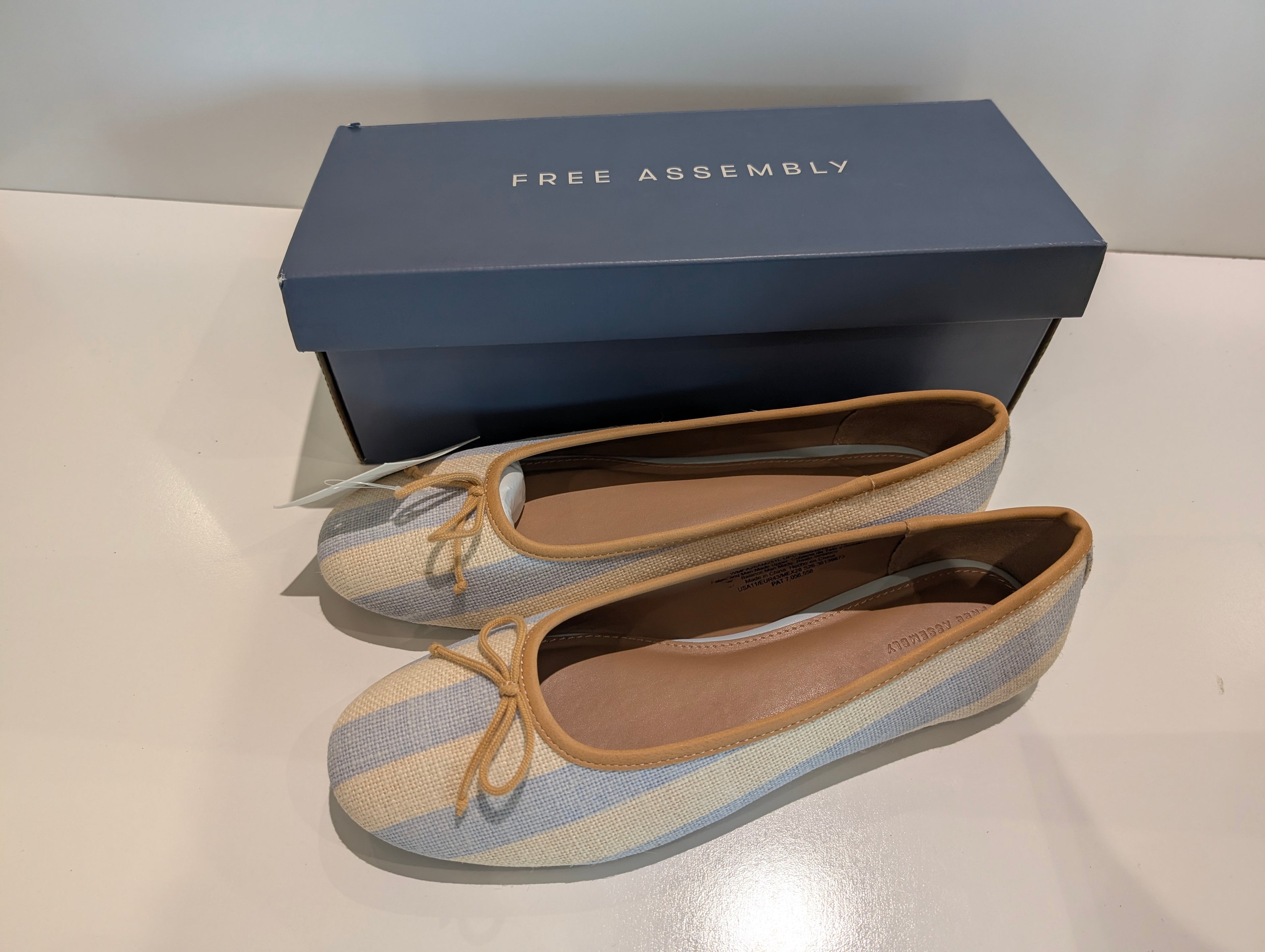 Free Assembly Women’s Striped Ballet Flats Size 11 Canvas Slip On Shoes