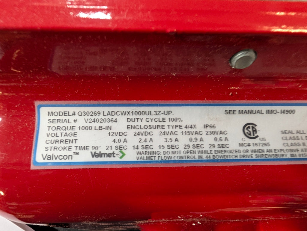Valmet Valvcon ADC Series Electric Actuator 1000 lb-in Q30269 LADCWX1000UL3Z-UP