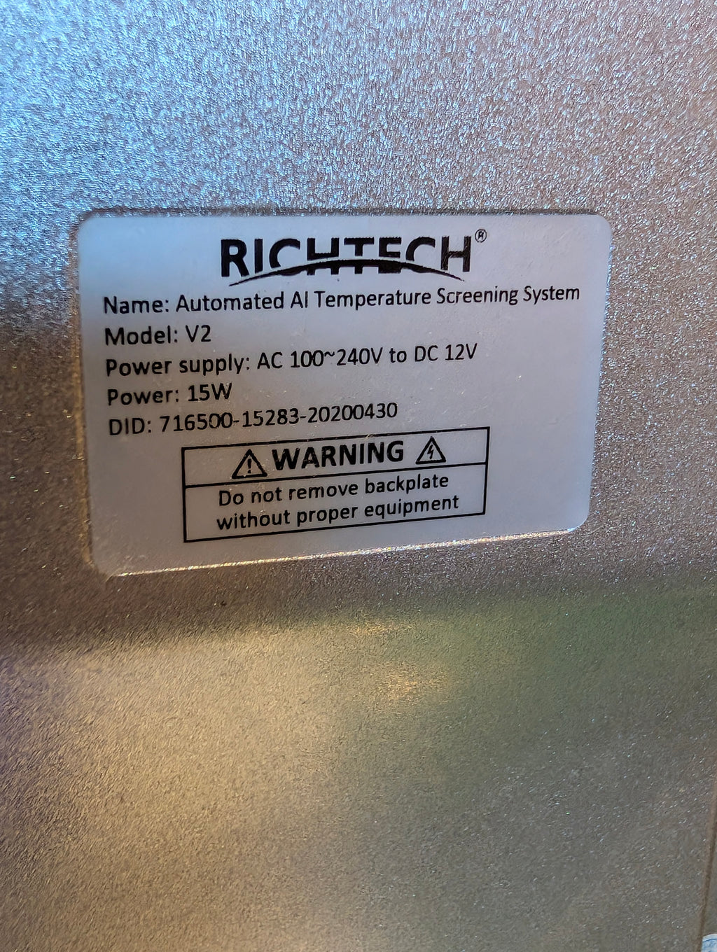 Richtech V2 Automated AI Temperature Screening System w/ Stand – Thermal Camera Kiosk