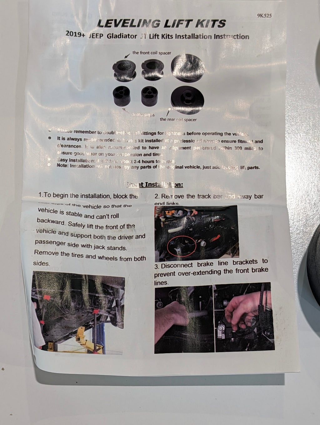 2019+ Jeep Gladiator JT Leveling Lift Kit 1.5 Front 0.75 Rear Spacer Kit