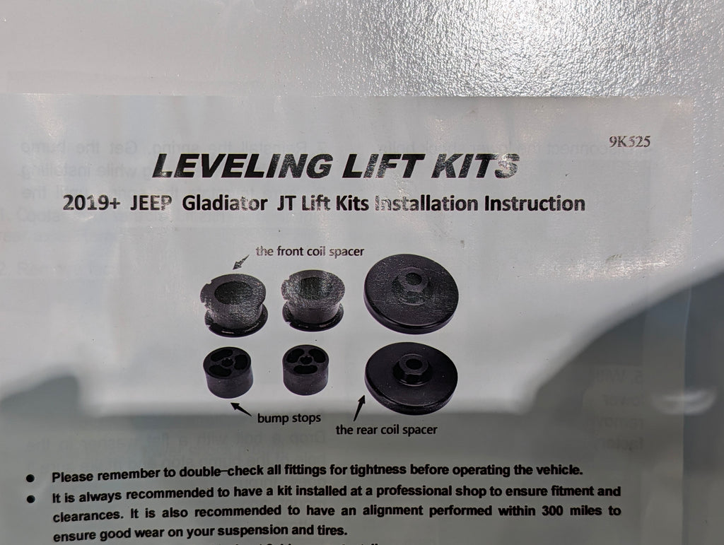2019+ Jeep Gladiator JT Leveling Lift Kit 1.5 Front 0.75 Rear Spacer Kit