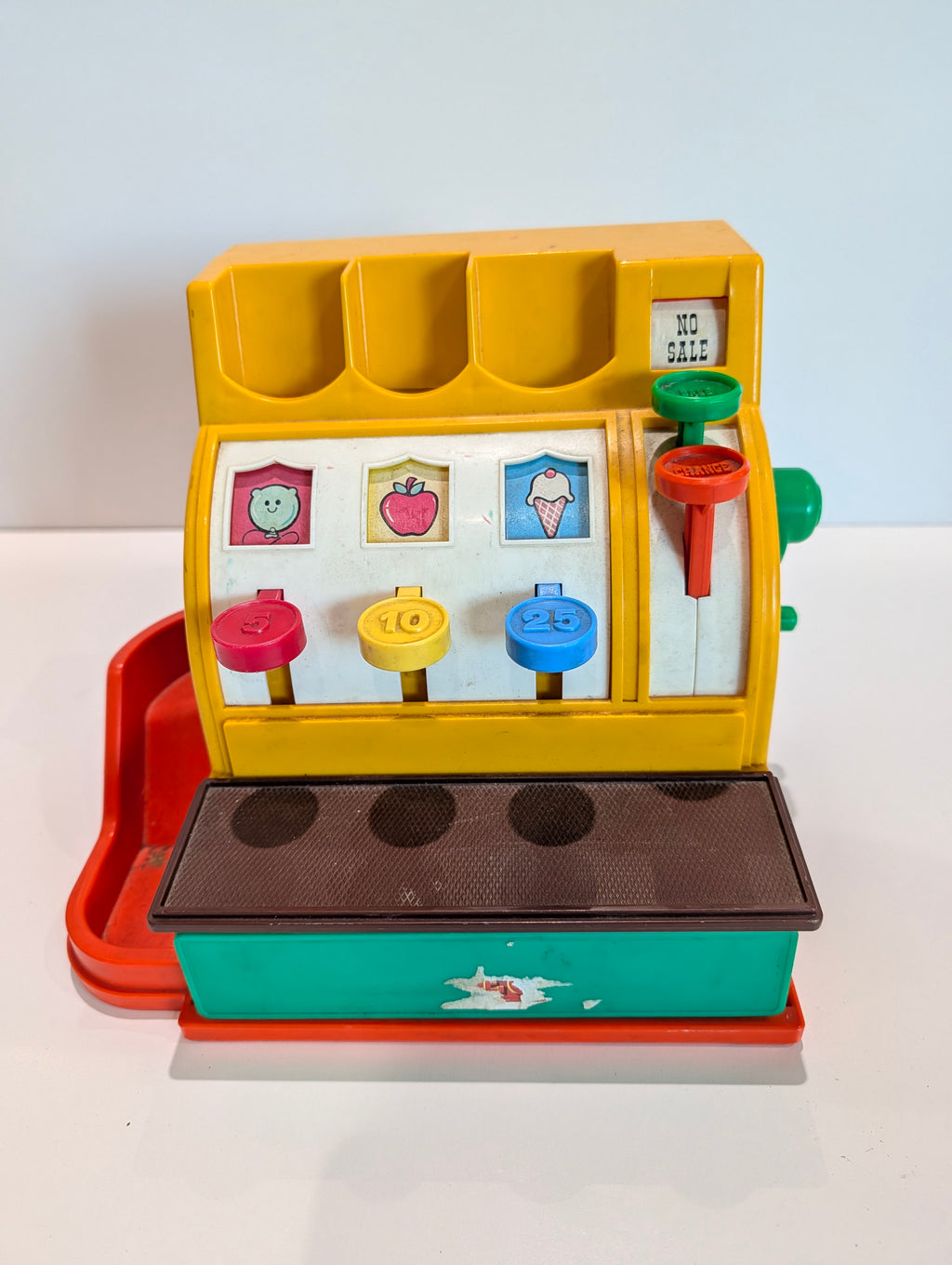 Vintage Toy Cash Register – Plastic Children’s Play Store Register with Crank