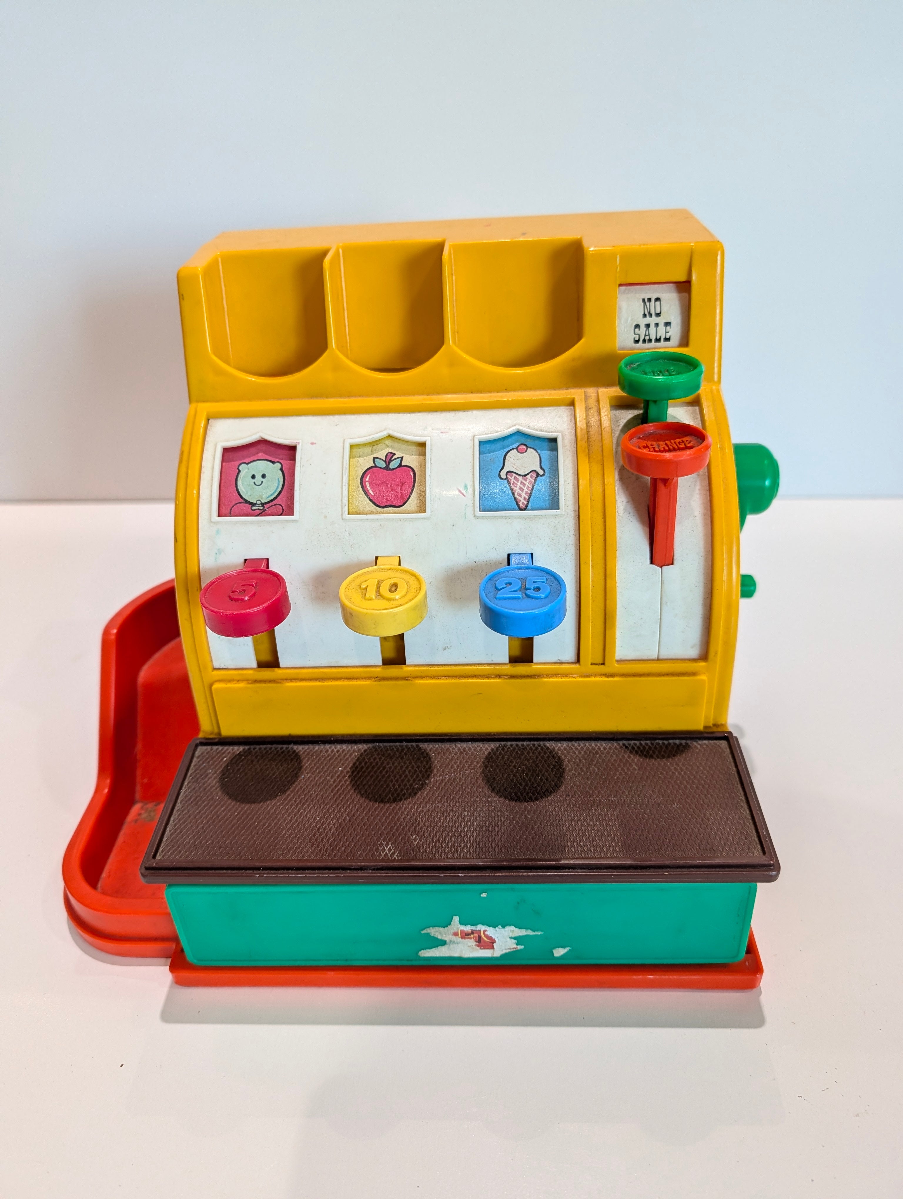 Vintage Toy Cash Register – Plastic Children’s Play Store Register with Crank