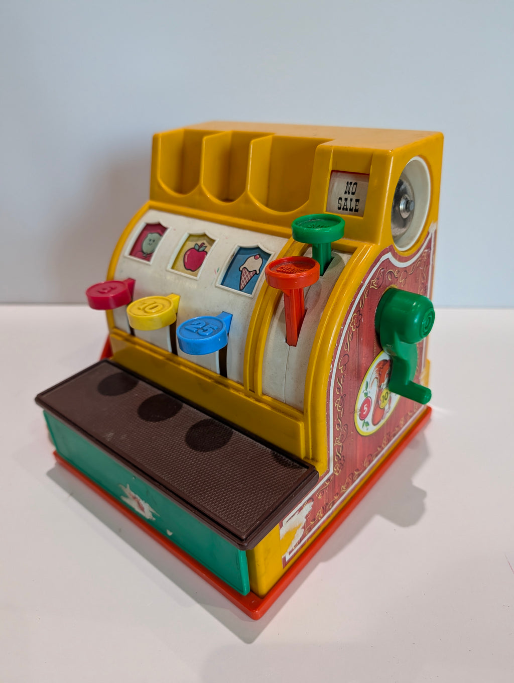 Vintage Toy Cash Register – Plastic Children’s Play Store Register with Crank