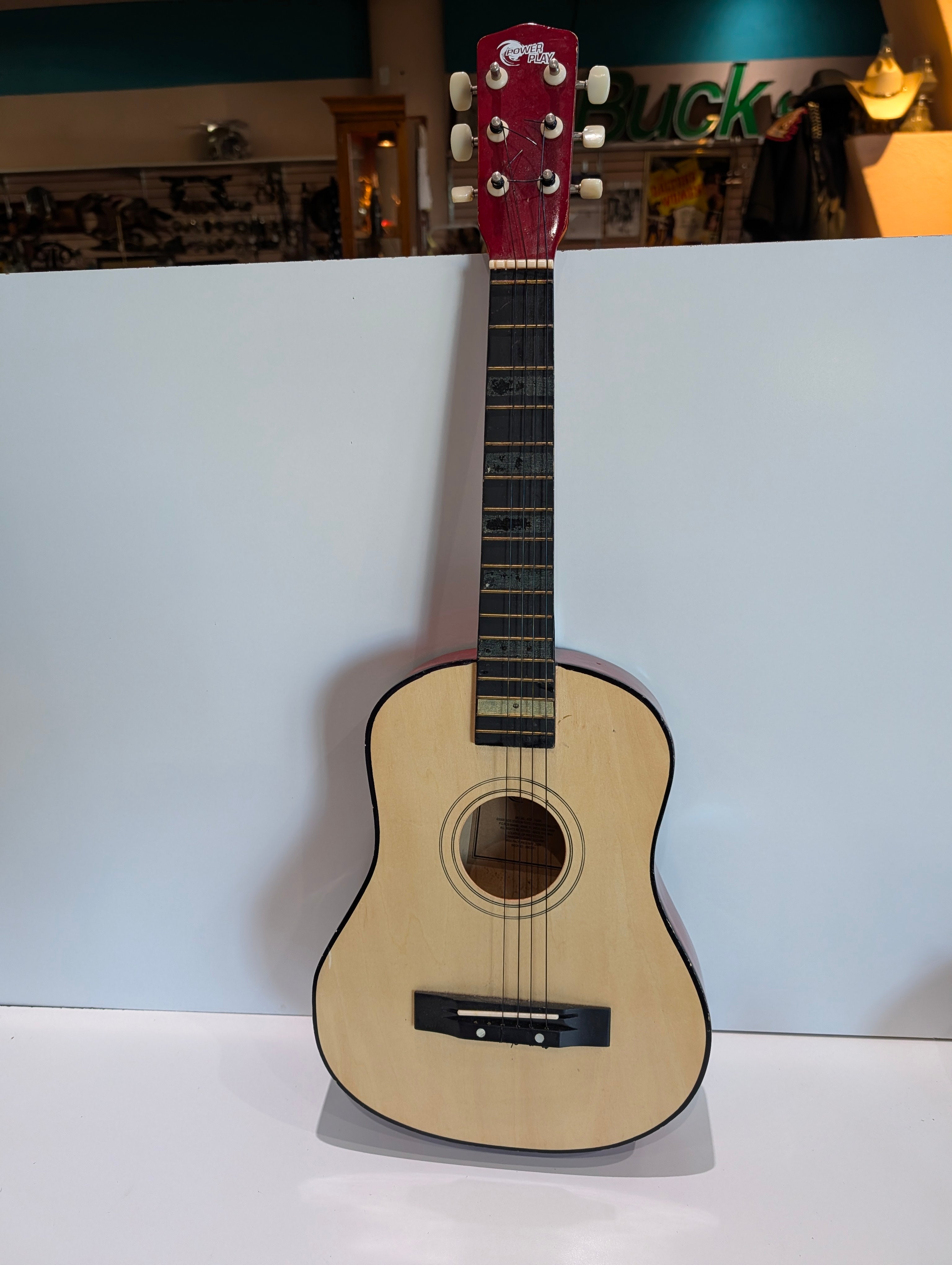 Power Play KSP1100A Kids Acoustic Guitar 6 String Natural Red Headstock 2009