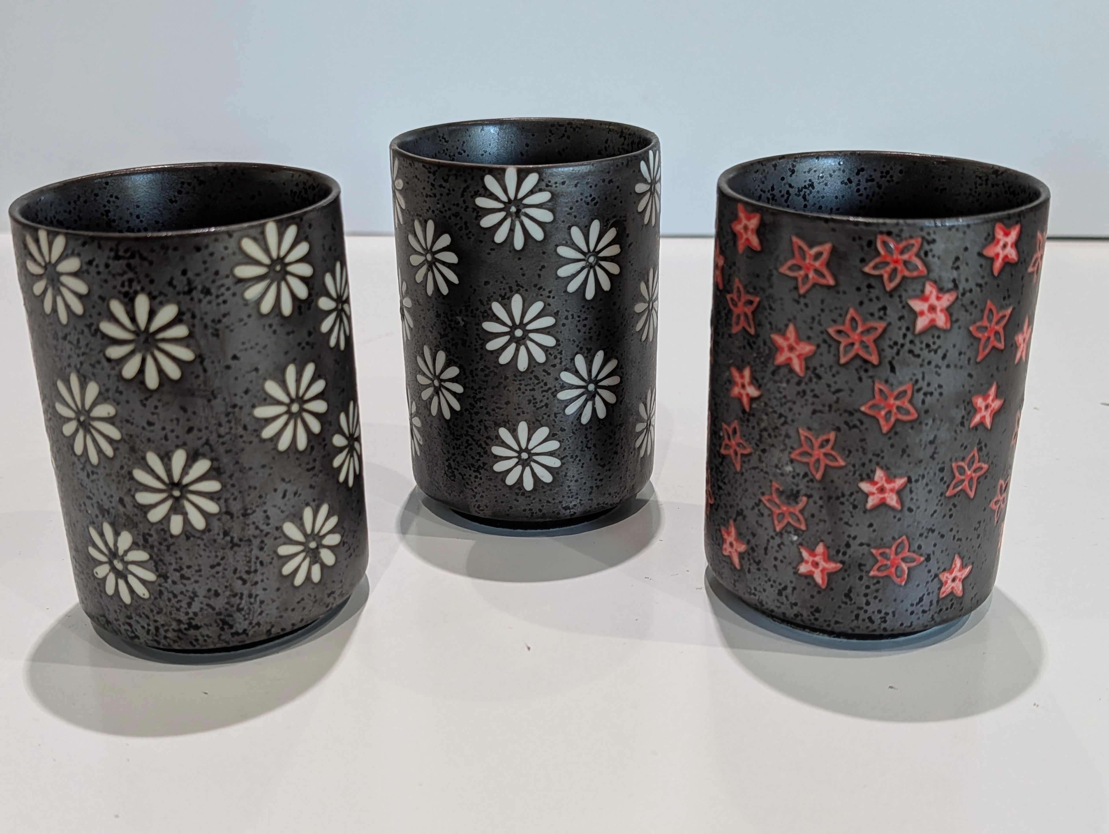 Kafuh Japanese Ceramic Cups Floral Star Pattern Stoneware Tumblers