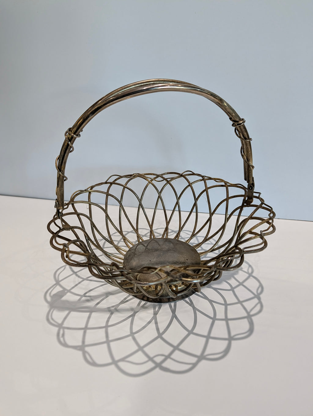 Godinger Silver Tone Wire Basket With Handle Decorative Serving Fruit Bowl