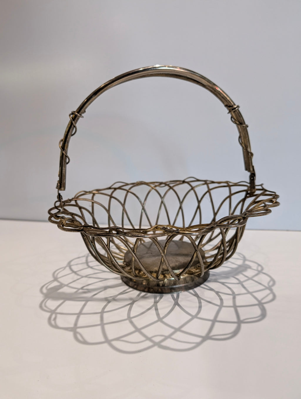 Godinger Silver Tone Wire Basket With Handle Decorative Serving Fruit Bowl
