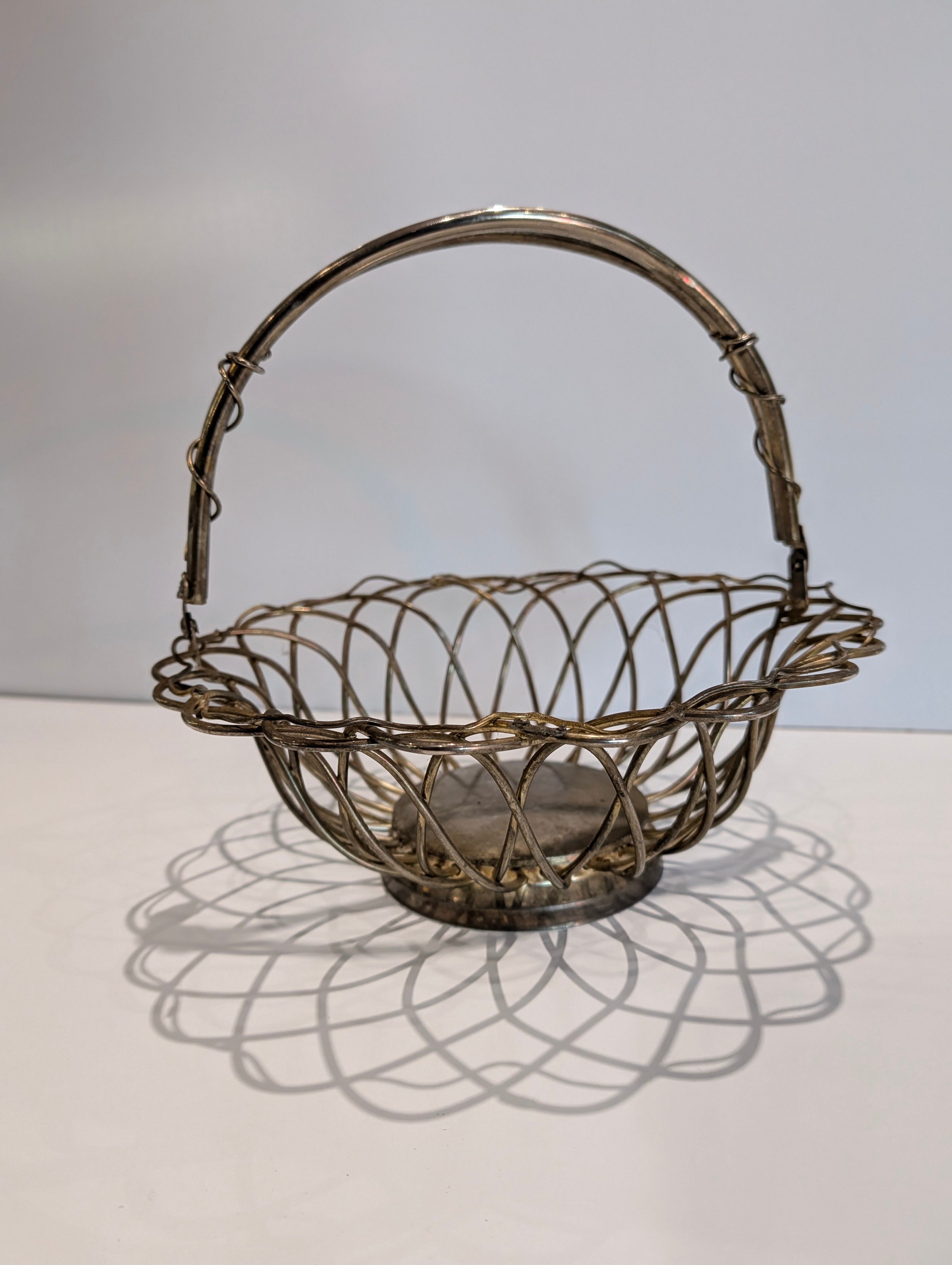 Godinger Silver Tone Wire Basket With Handle Decorative Serving Fruit Bowl